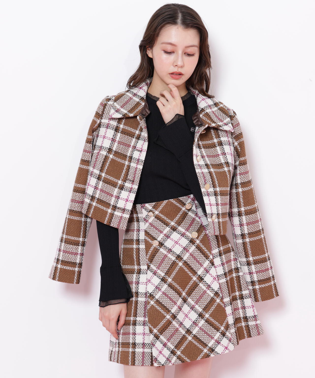 ループヤーンチェックジャケット