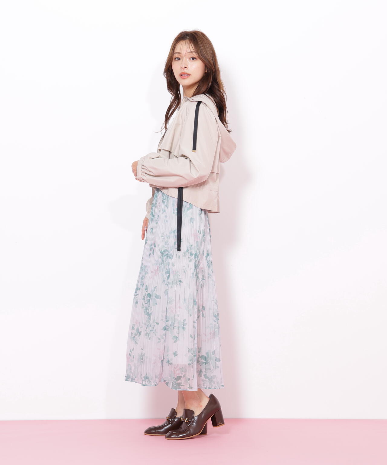 配色リボンペプラムジャケット