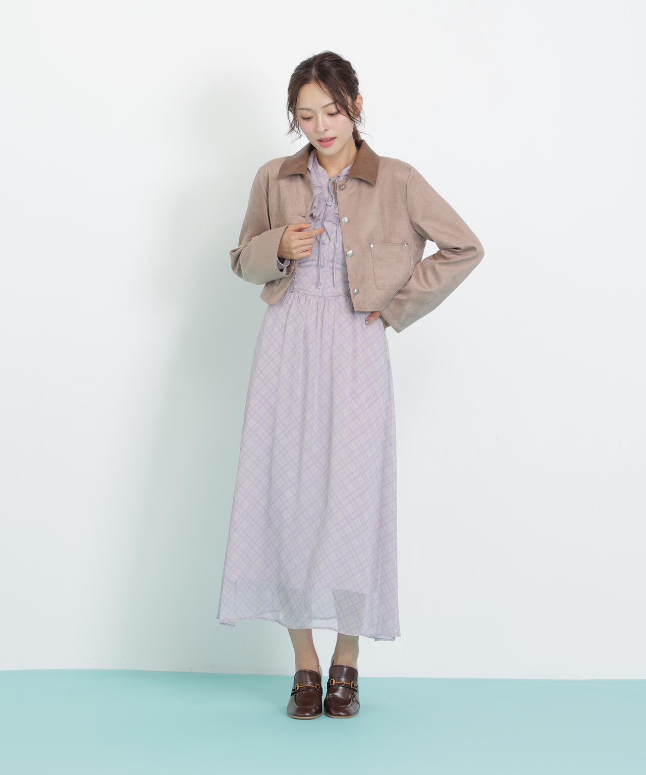 フェイクスエード短丈ブルゾン