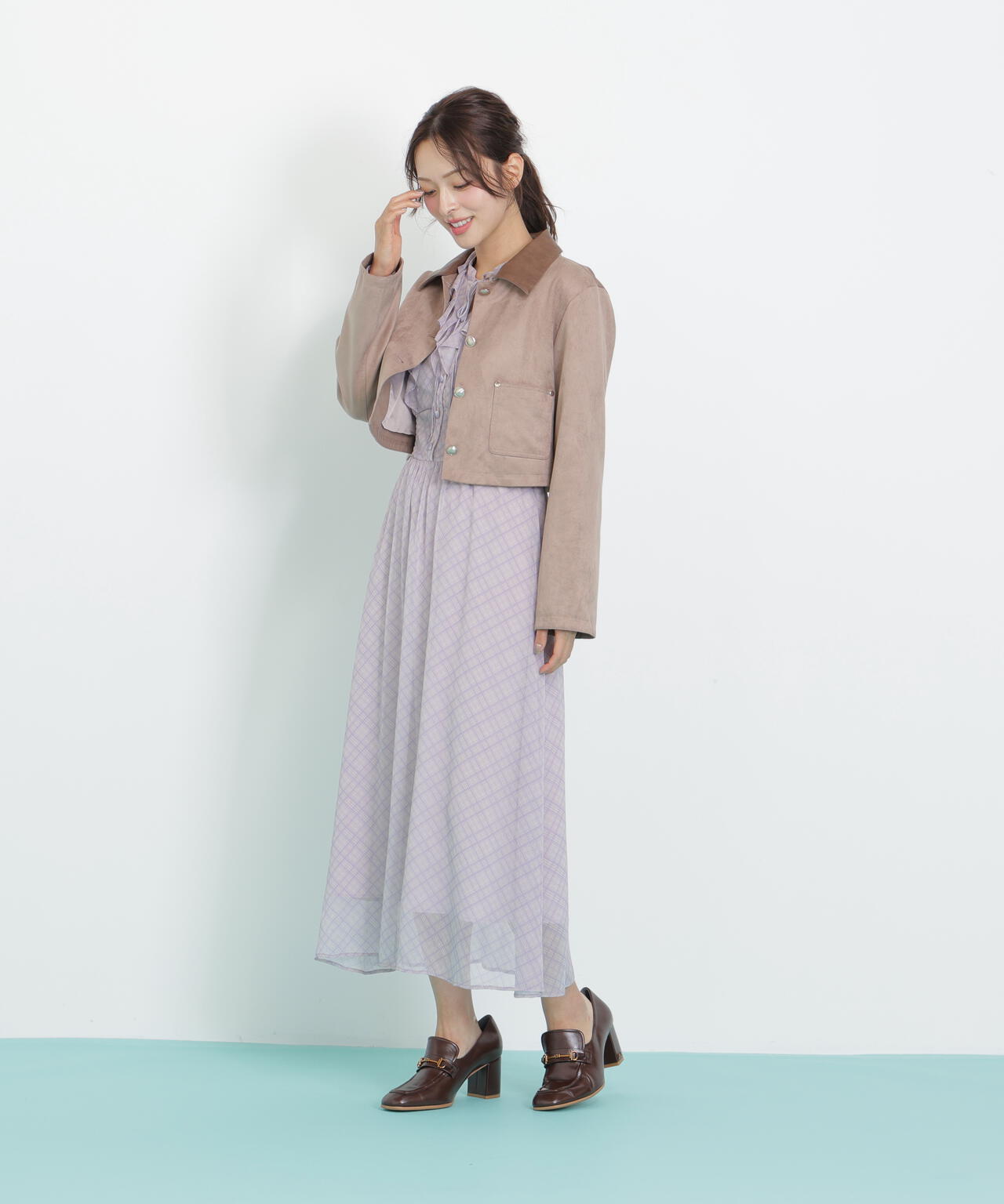 フェイクスエード短丈ブルゾン