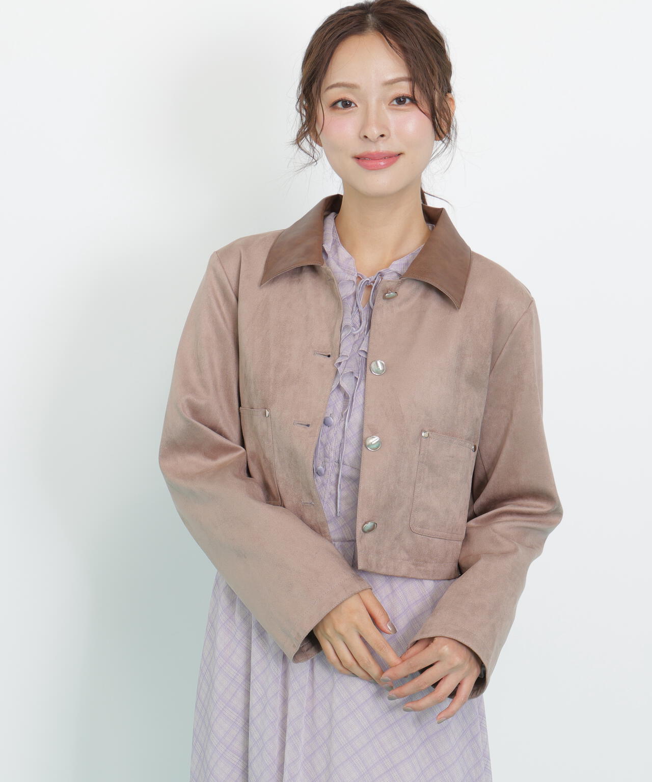 フェイクスエード短丈ブルゾン