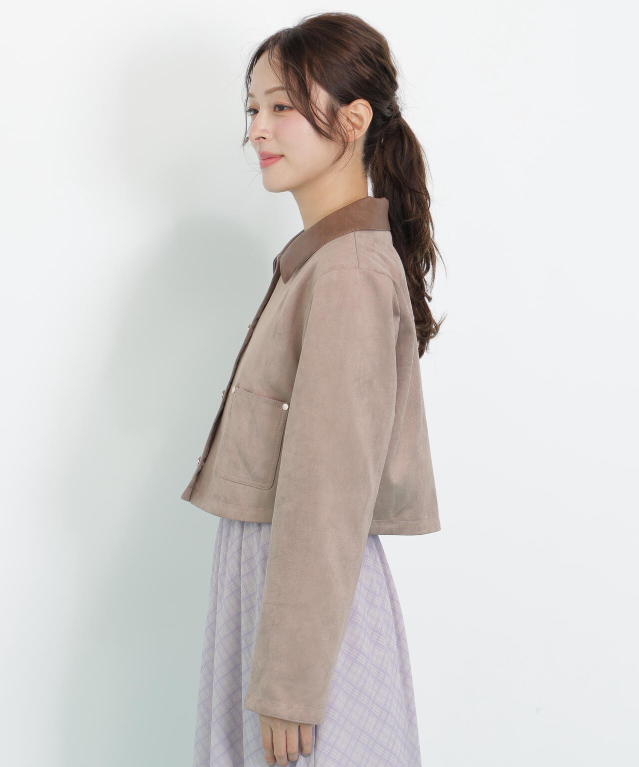 フェイクスエード短丈ブルゾン