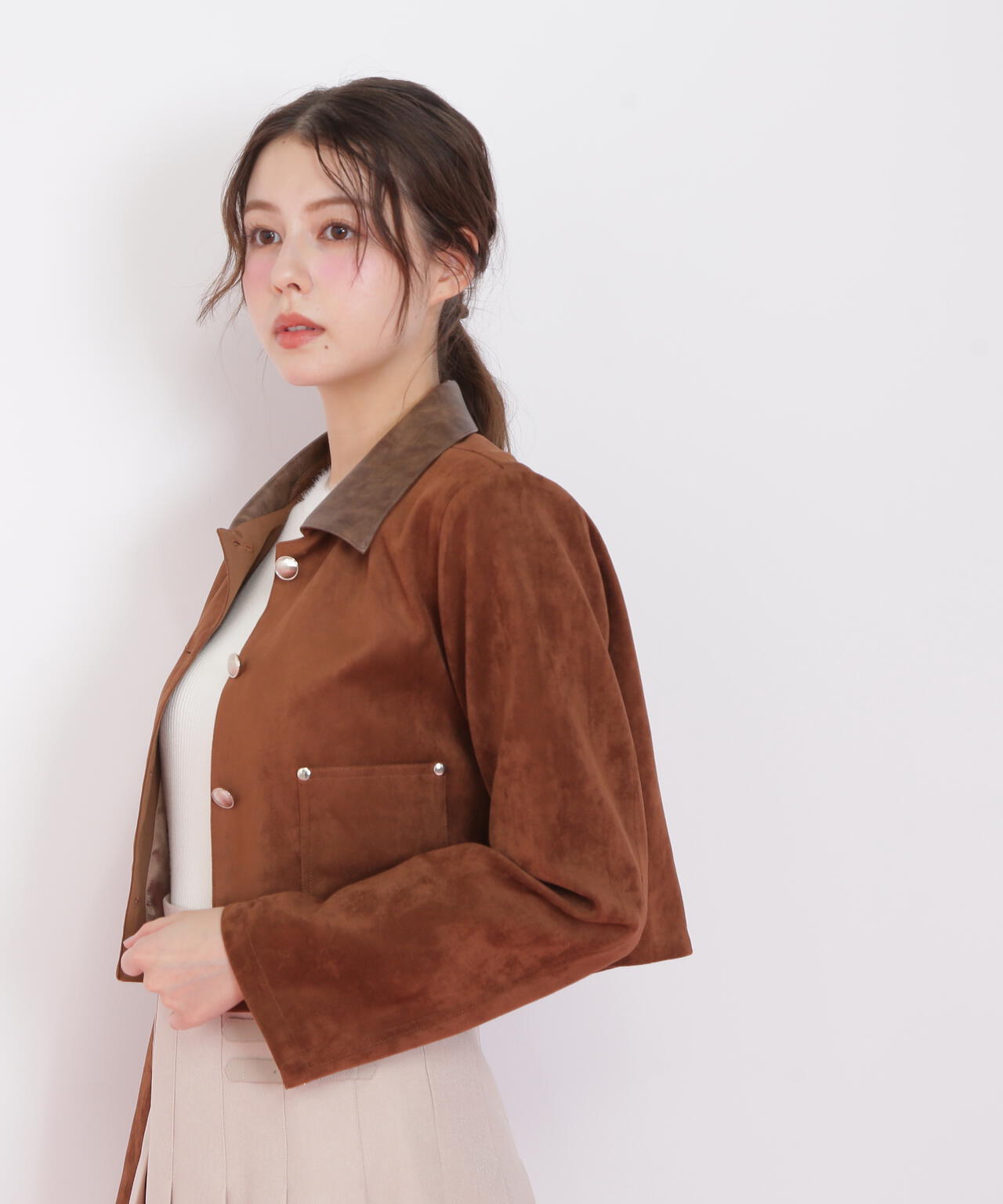 フェイクスエード短丈ブルゾン