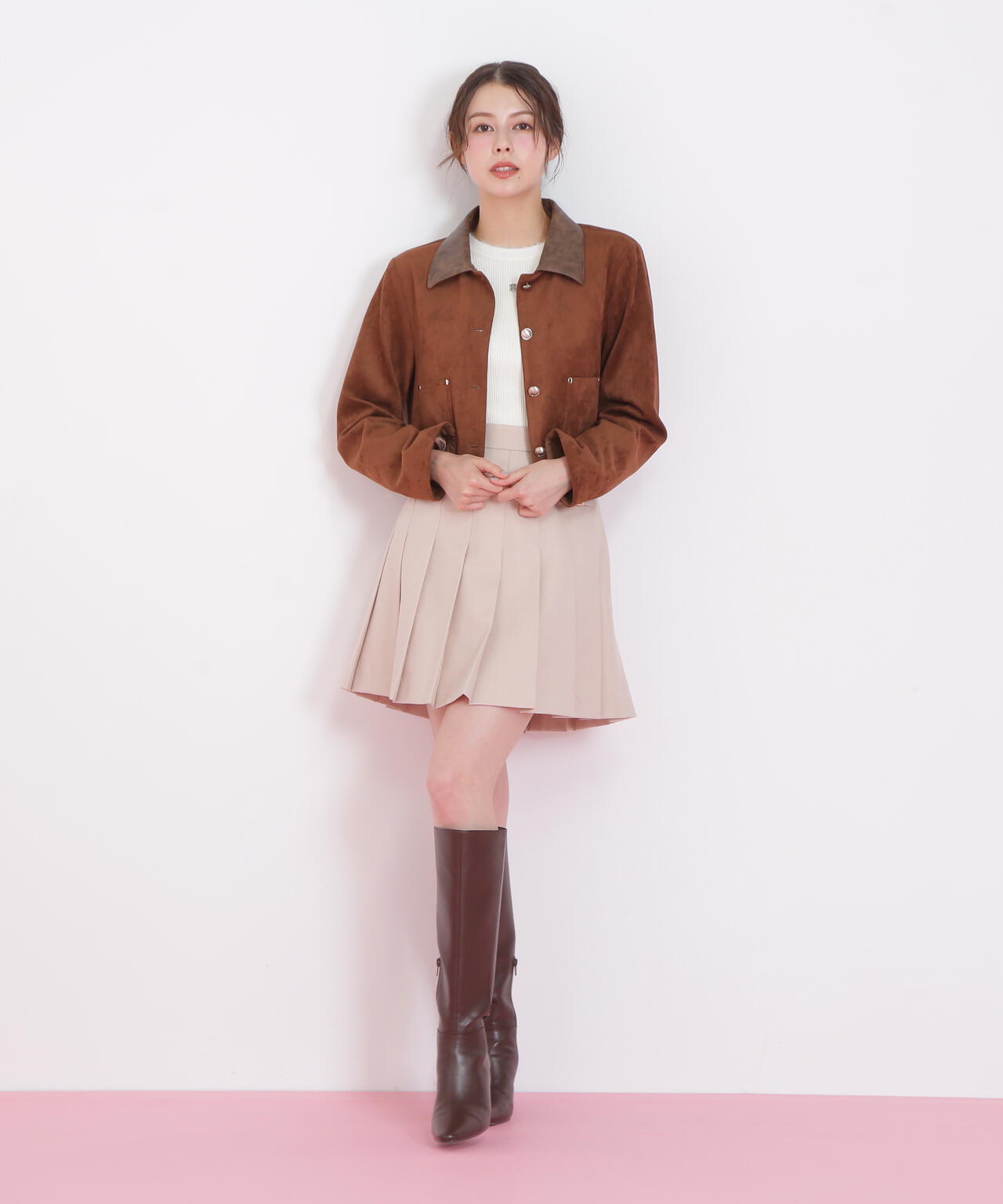 フェイクスエード短丈ブルゾン