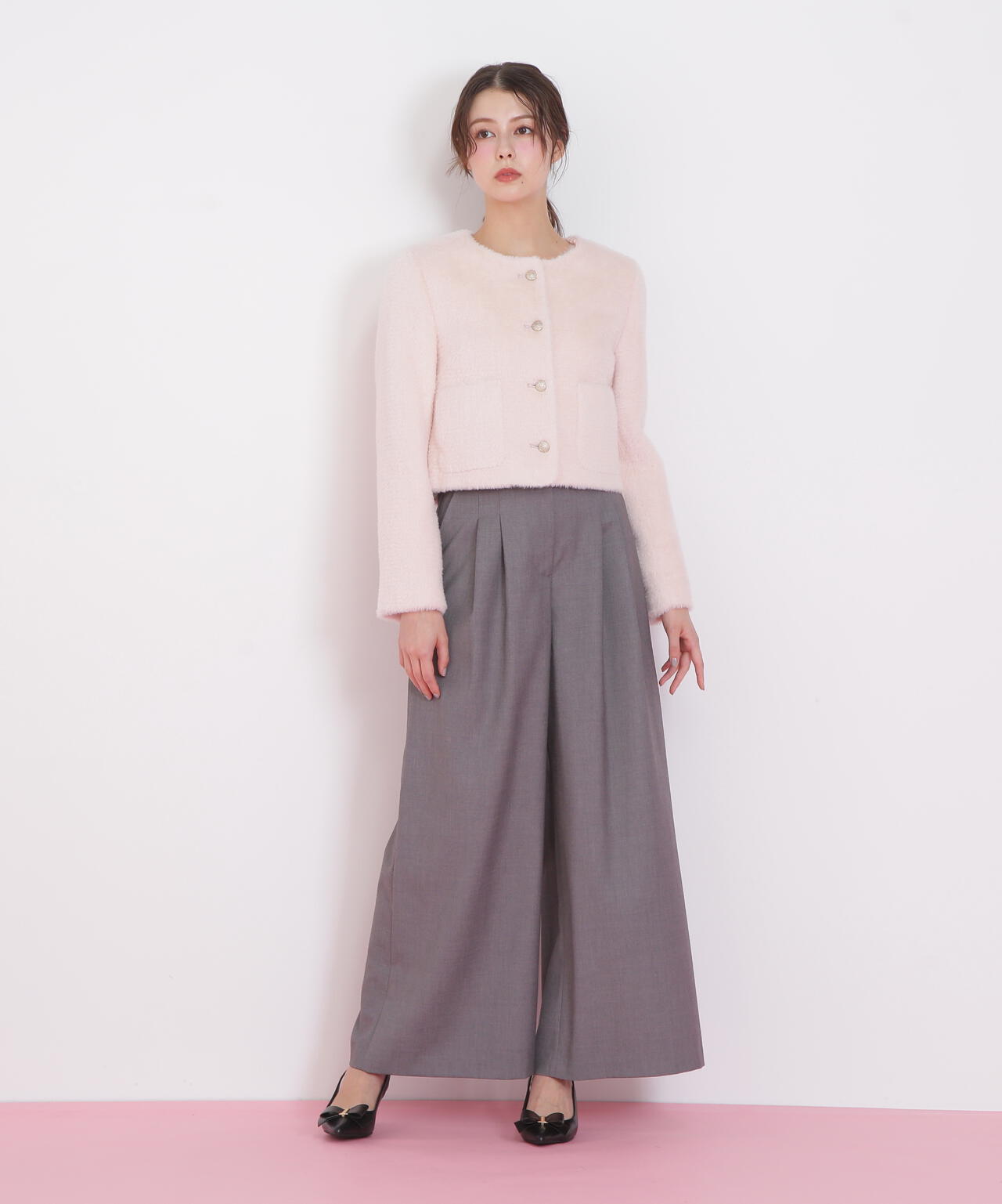 フェイクファーノーカラージャケット