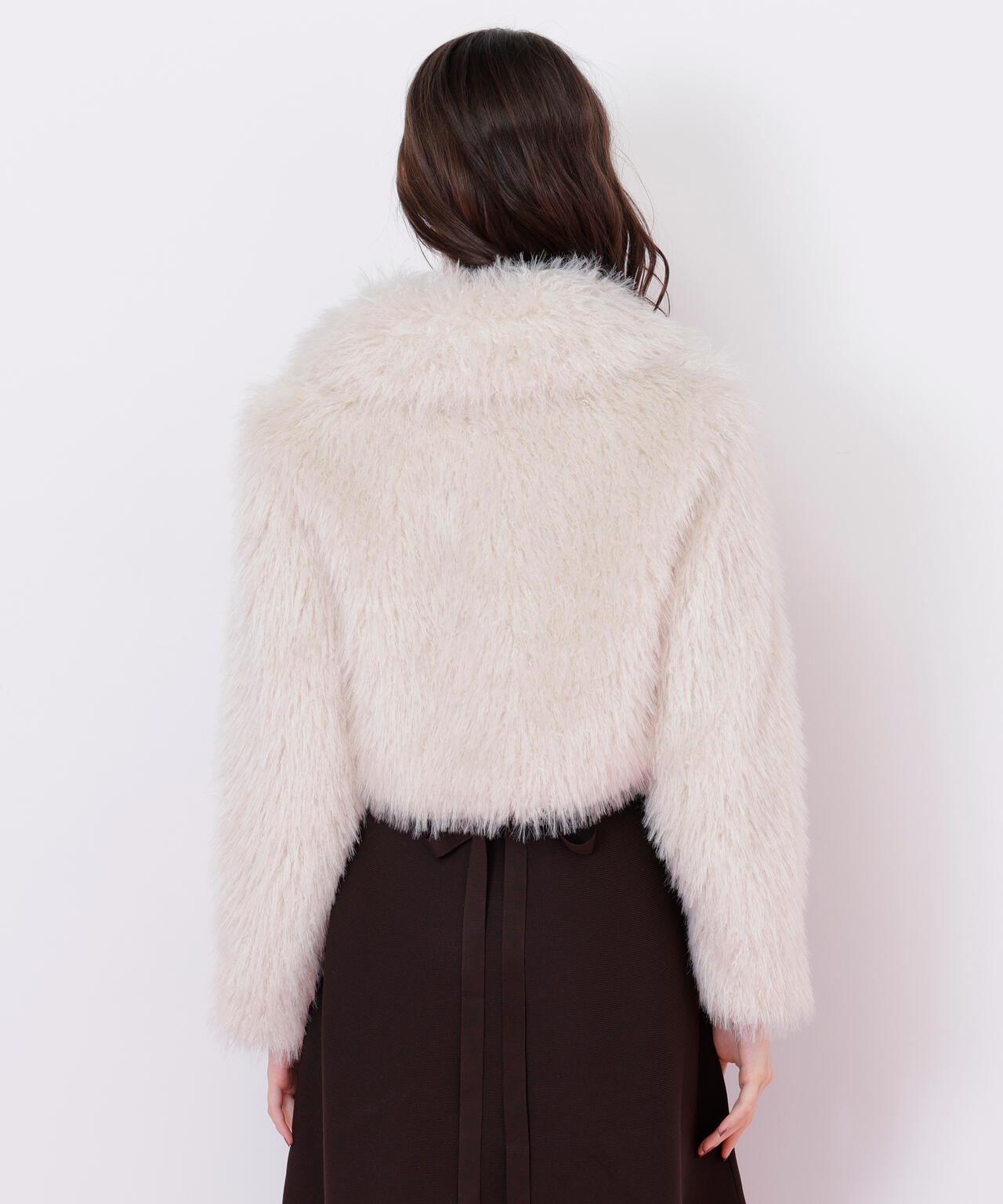 リボンダッフルショートファーコート