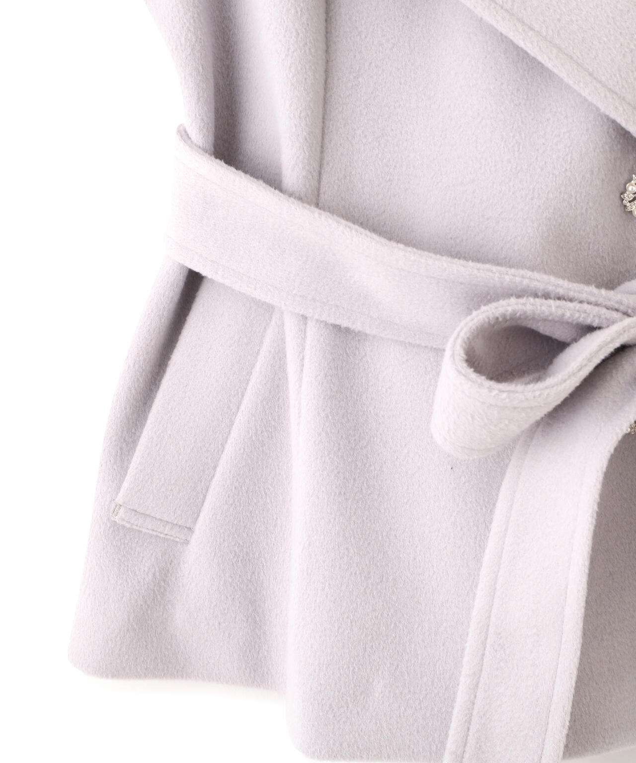 ビジュー釦ビッグカラーショートコート