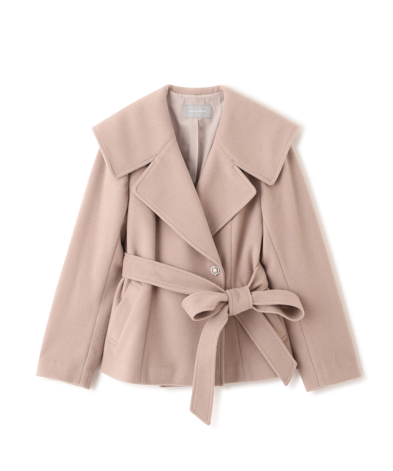 ビジュー釦ビッグカラーショートコート