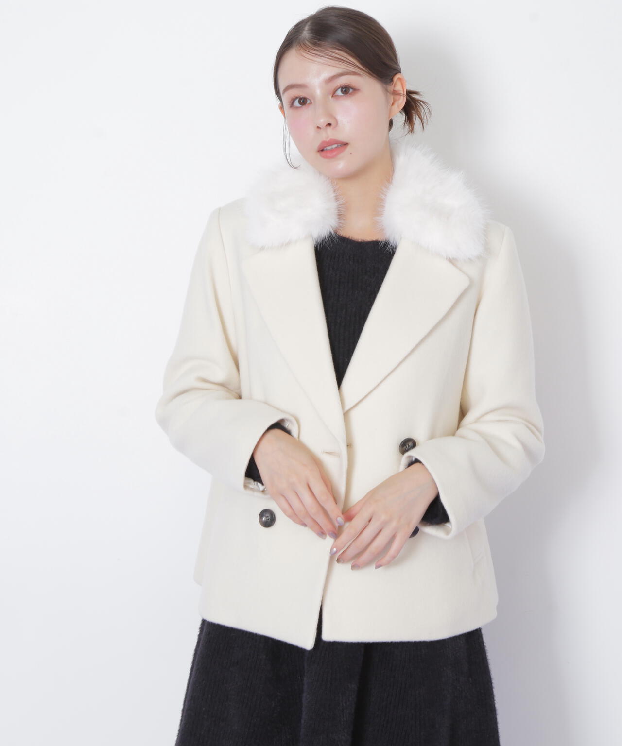 フェイクファー衿付ジャケット