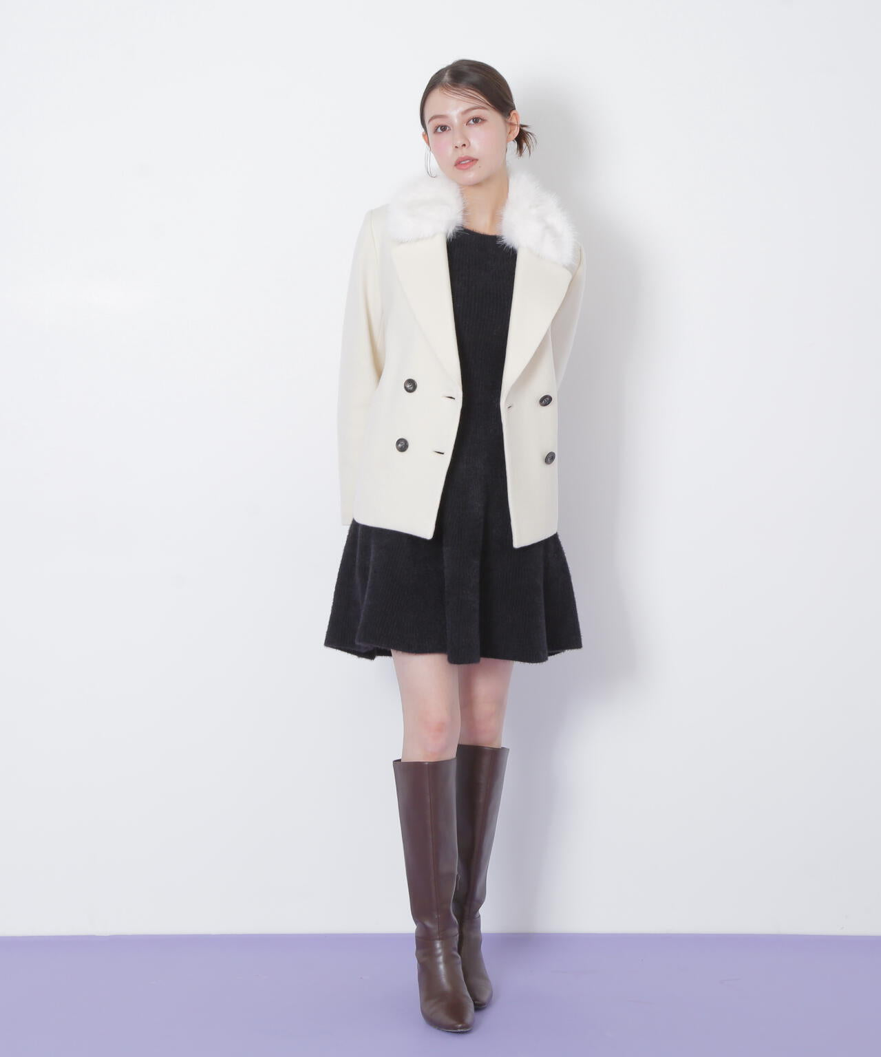 フェイクファー衿付ジャケット