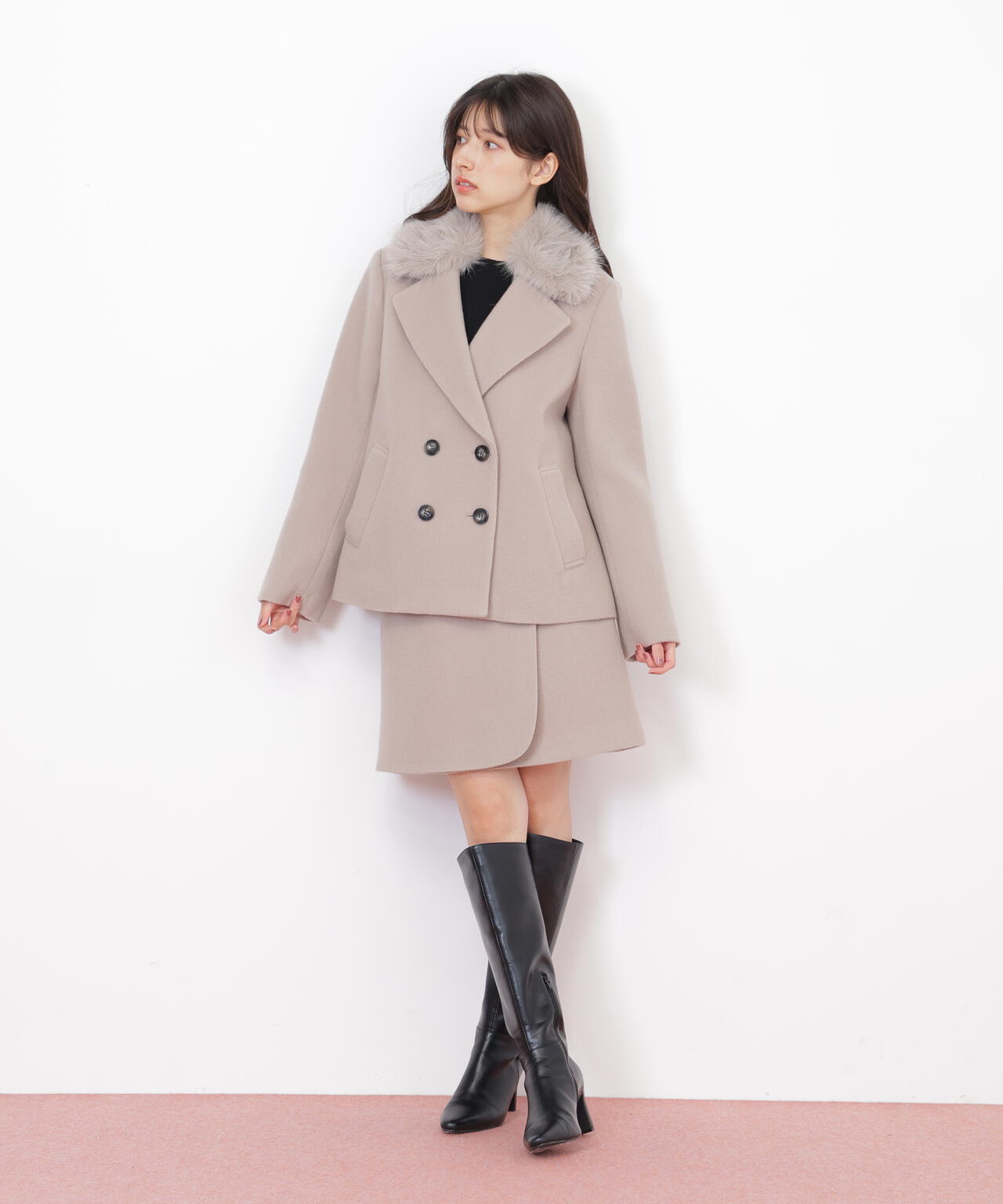 フェイクファー衿付ジャケット