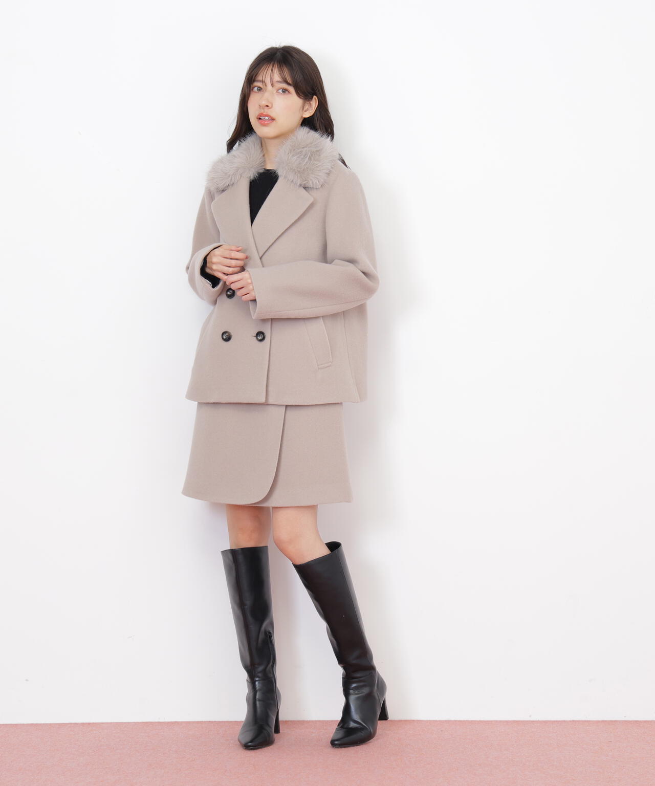 フェイクファー衿付ジャケット