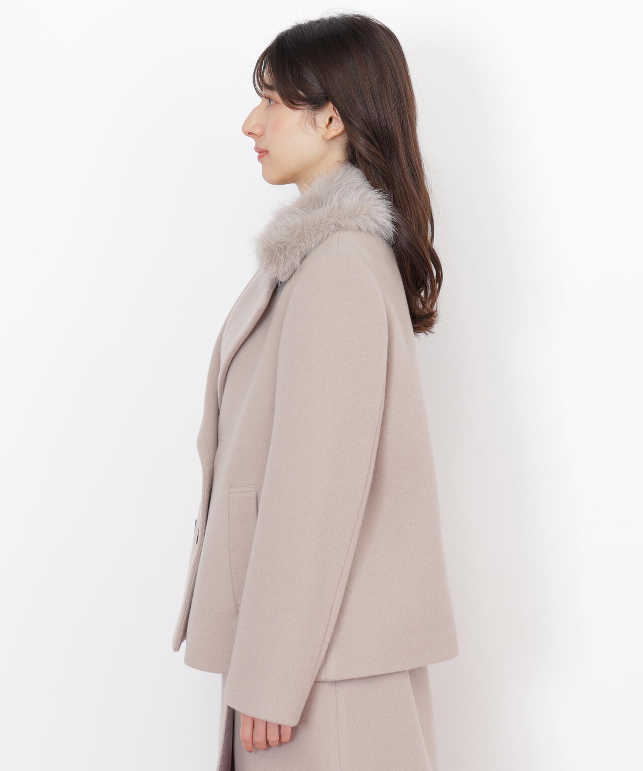 フェイクファー衿付ジャケット