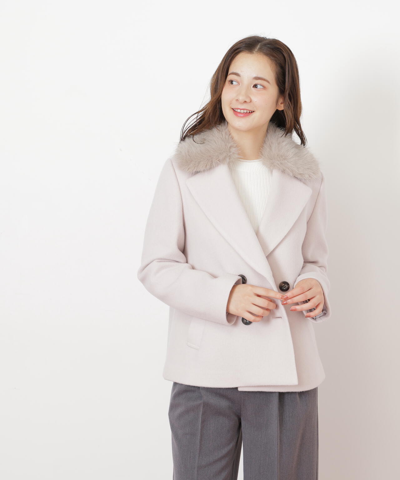 フェイクファー衿付ジャケット