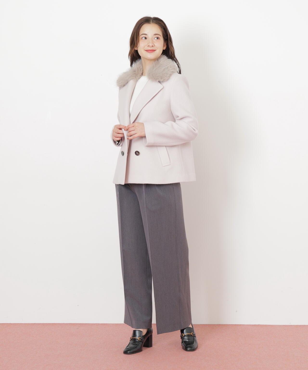 フェイクファー衿付ジャケット