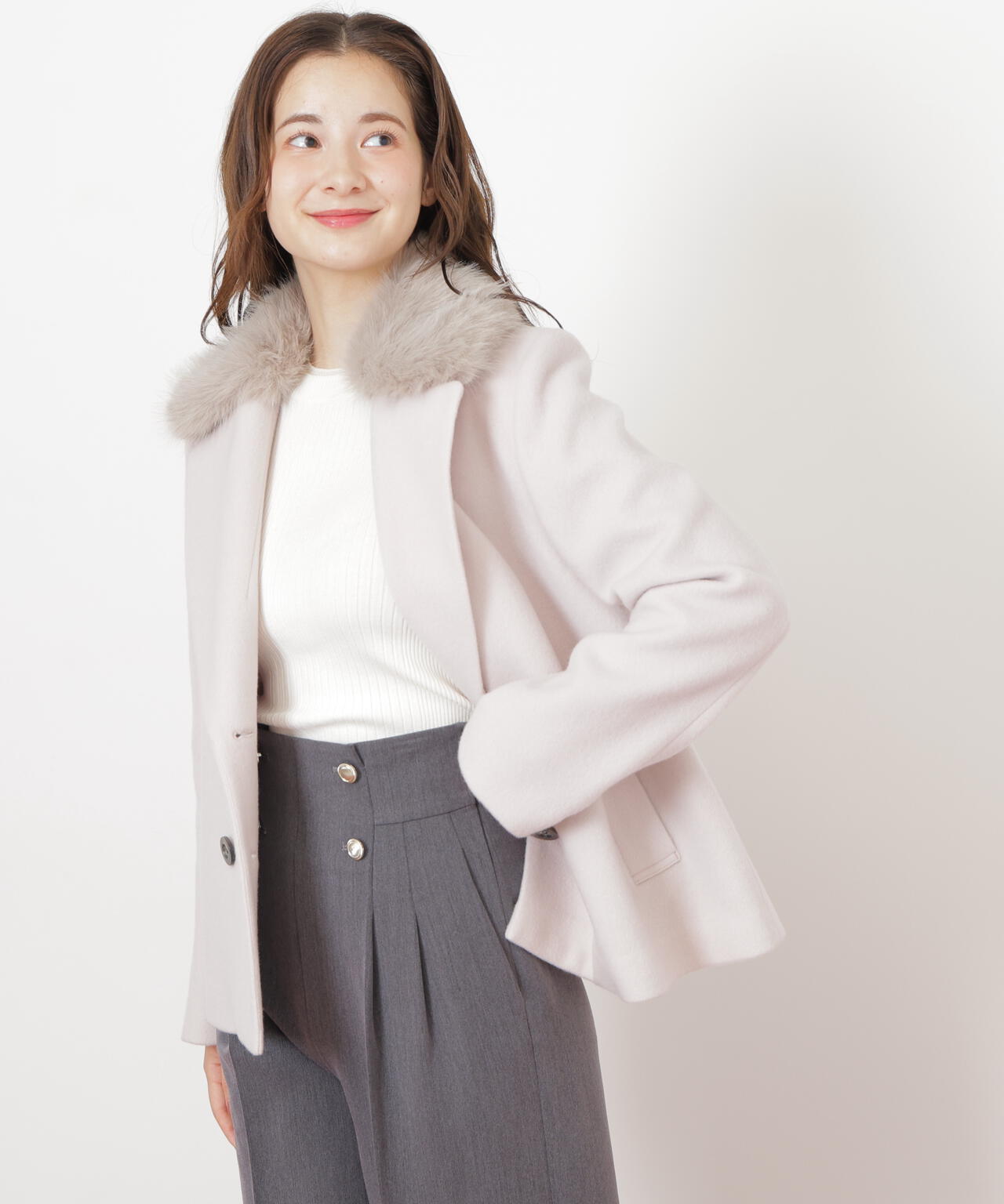 フェイクファー衿付ジャケット