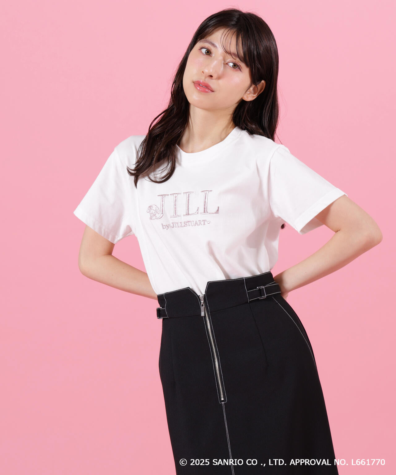 【6/12 10:00~6/15 SPECIAL COUPON 対象商品】<マイメロディ&クロミコラボ>オーガニックコットン刺繍ロゴTシャツ
