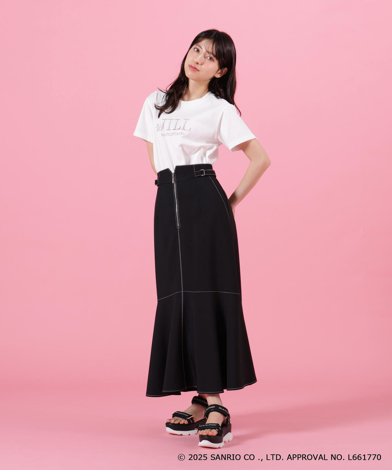 【6/12 10:00~6/15 SPECIAL COUPON 対象商品】<マイメロディ&クロミコラボ>オーガニックコットン刺繍ロゴTシャツ