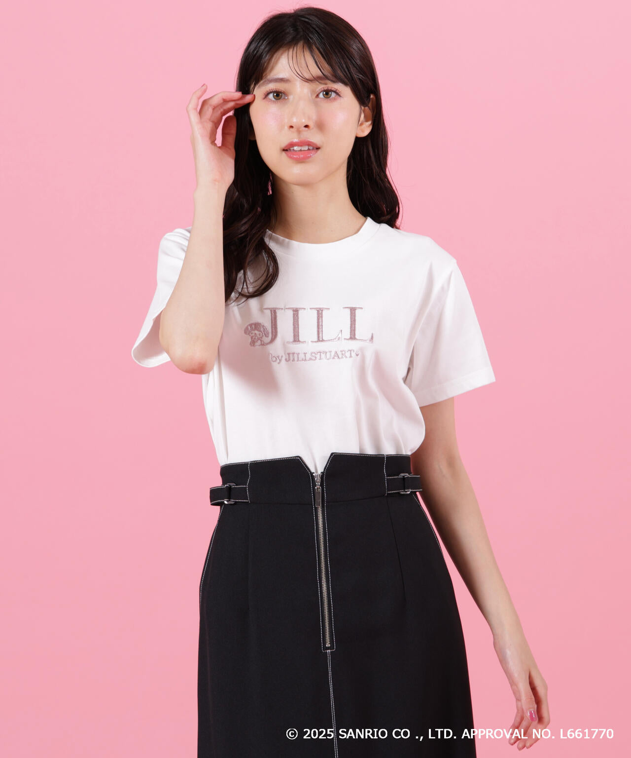 【6/12 10:00~6/15 SPECIAL COUPON 対象商品】<マイメロディ&クロミコラボ>オーガニックコットン刺繍ロゴTシャツ