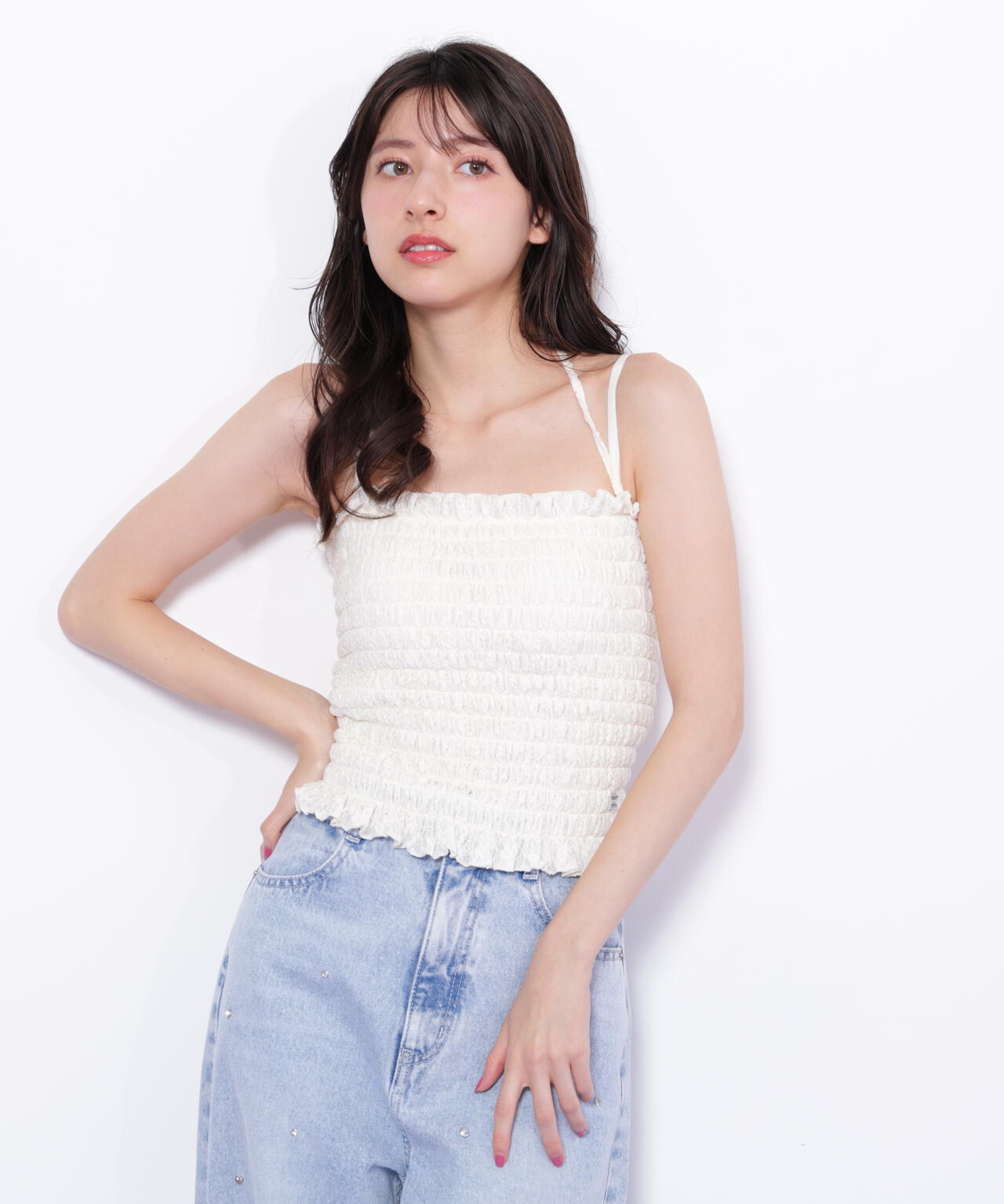 シャーリングキャミソール