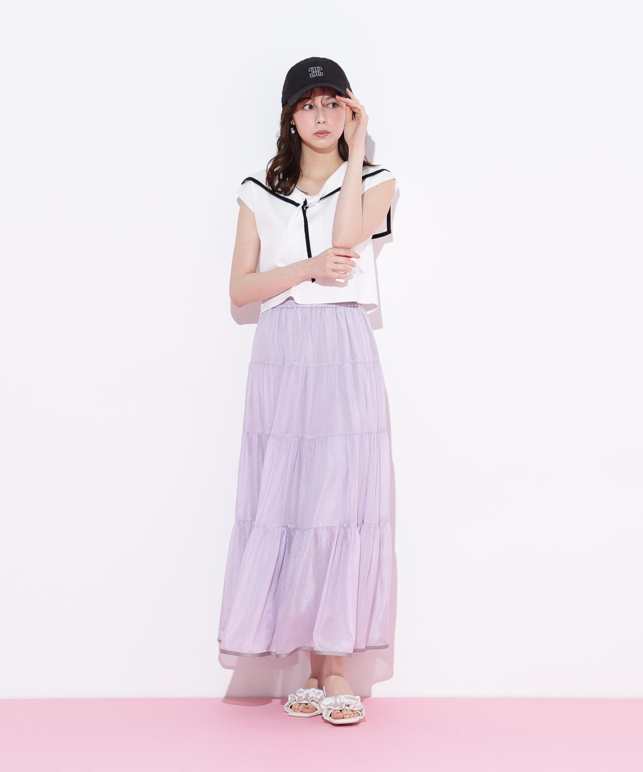 ビッグカラー配色ニット