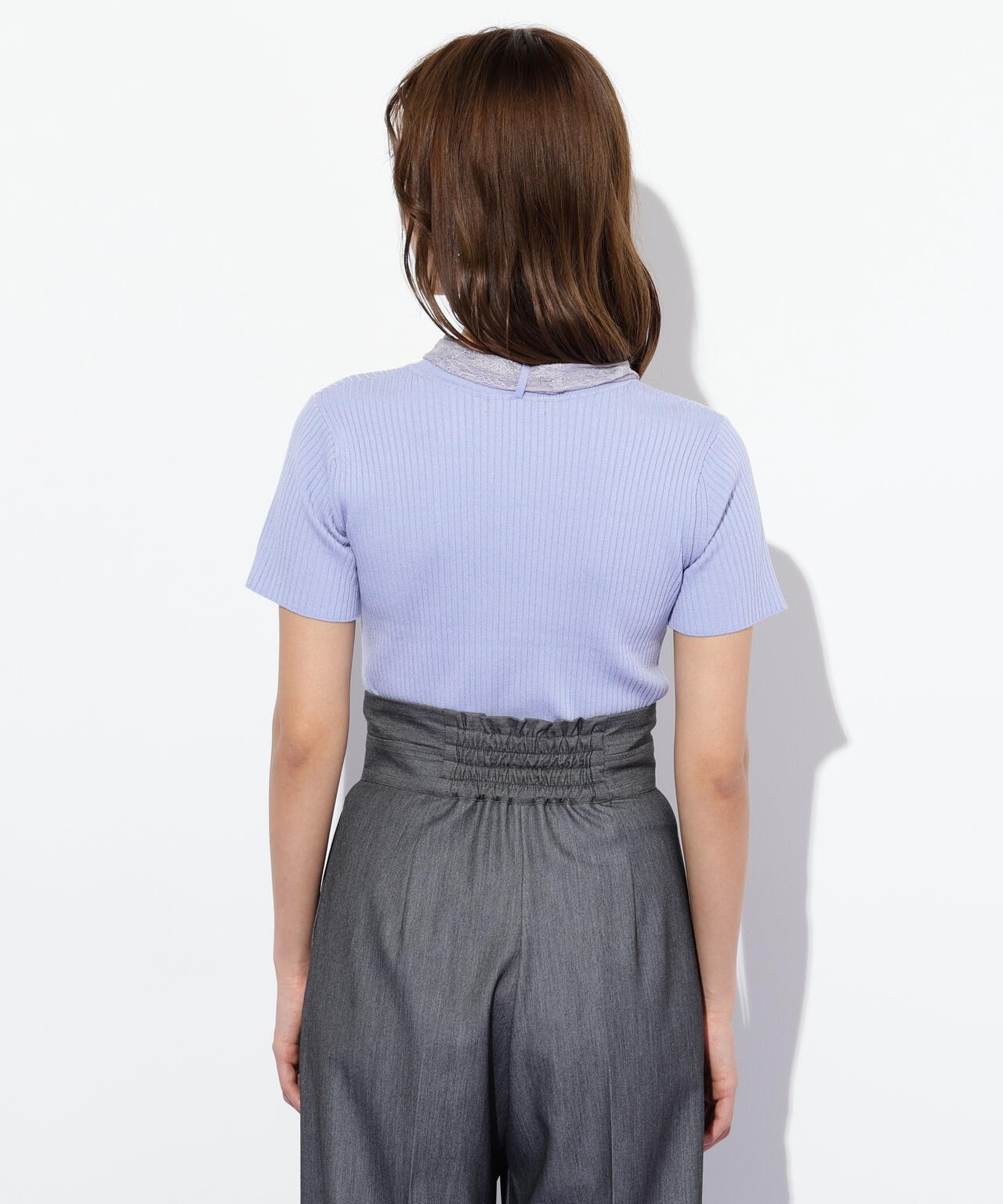 レーススカーフ付ニットトップス