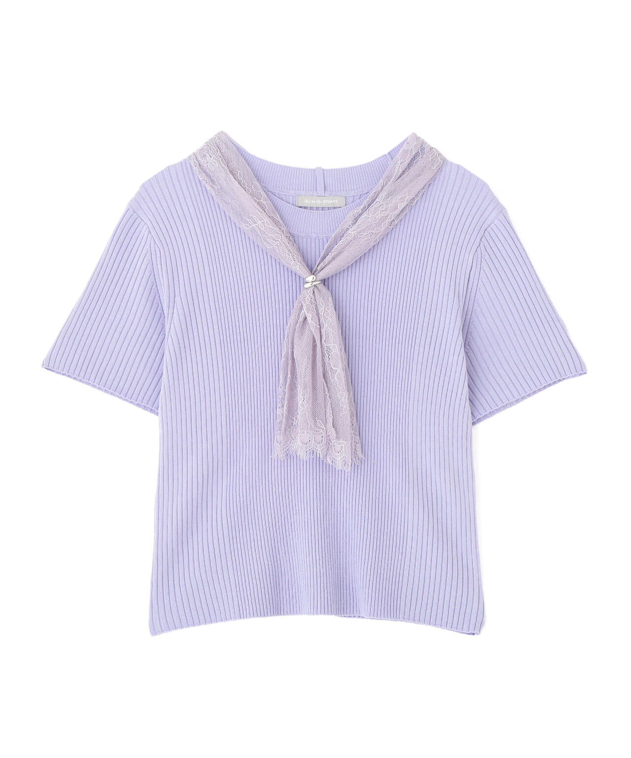 レーススカーフ付ニットトップス