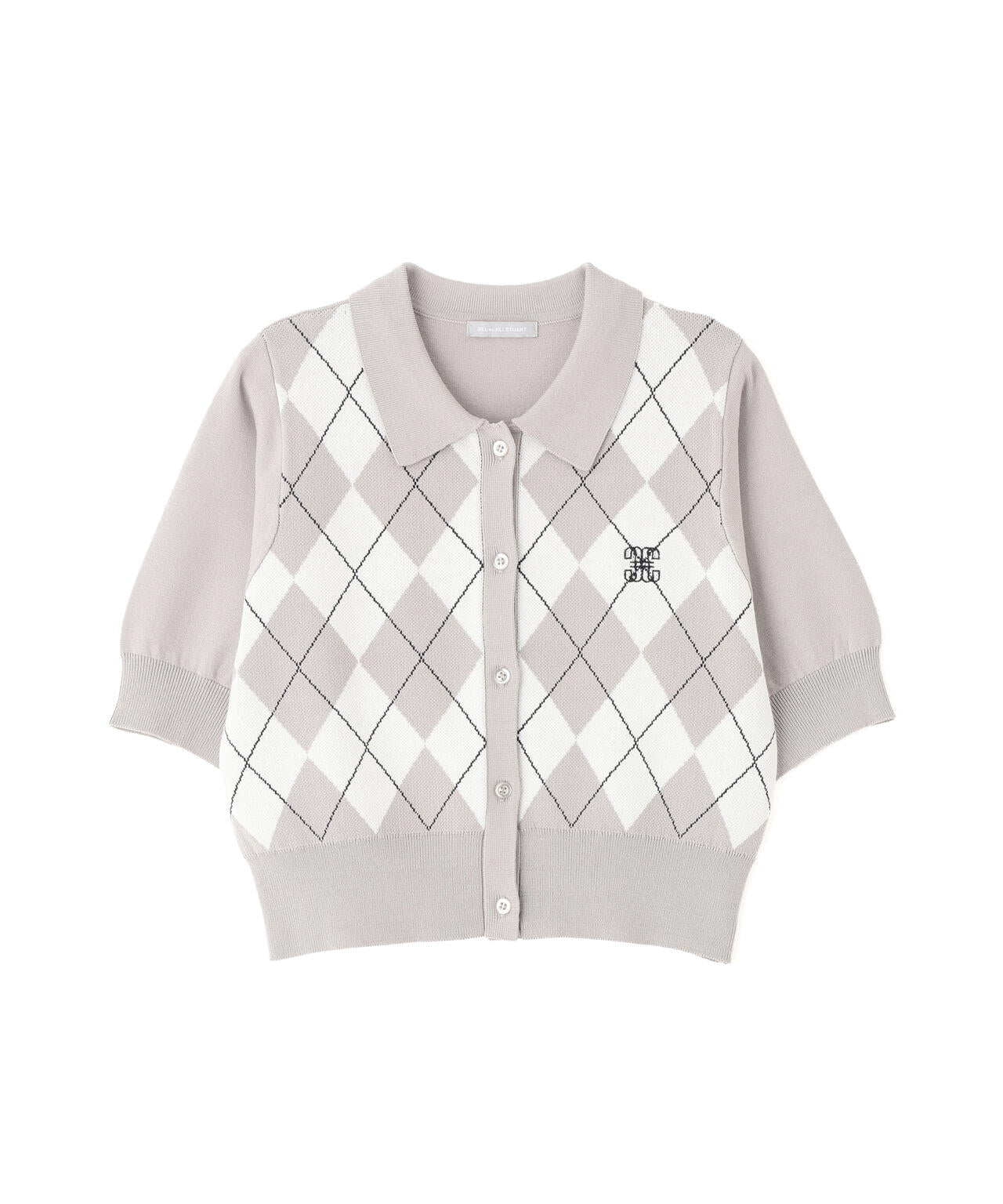 ポロ衿アーガイルニット