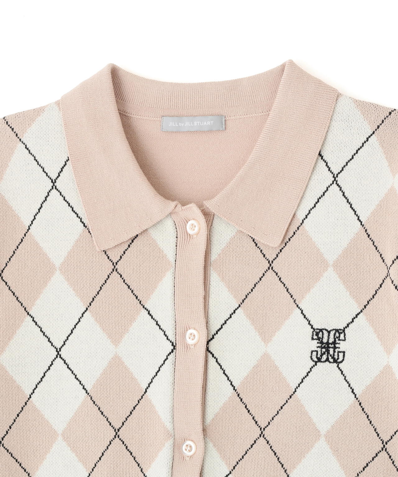 ポロ衿アーガイルニット