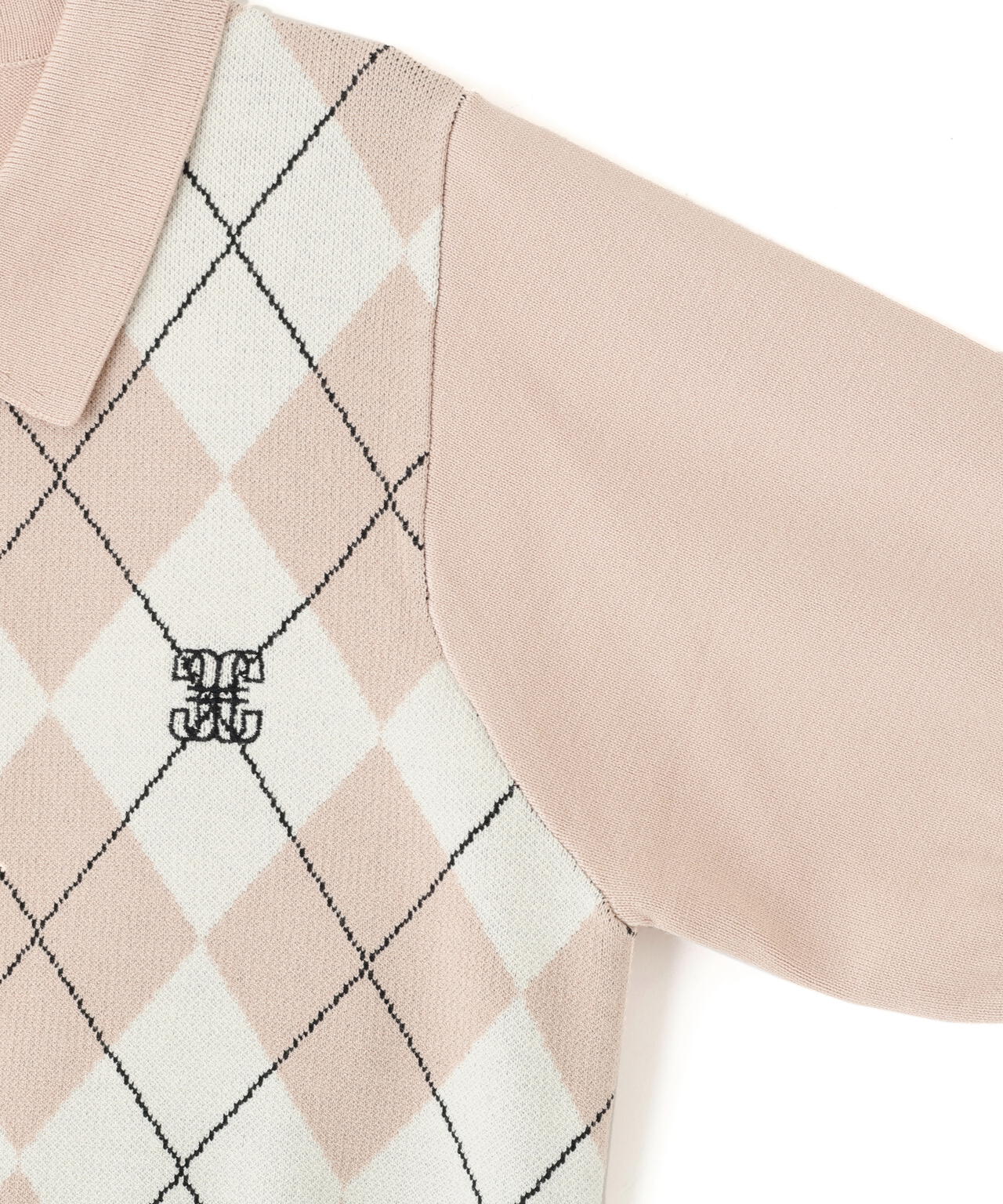 ポロ衿アーガイルニット