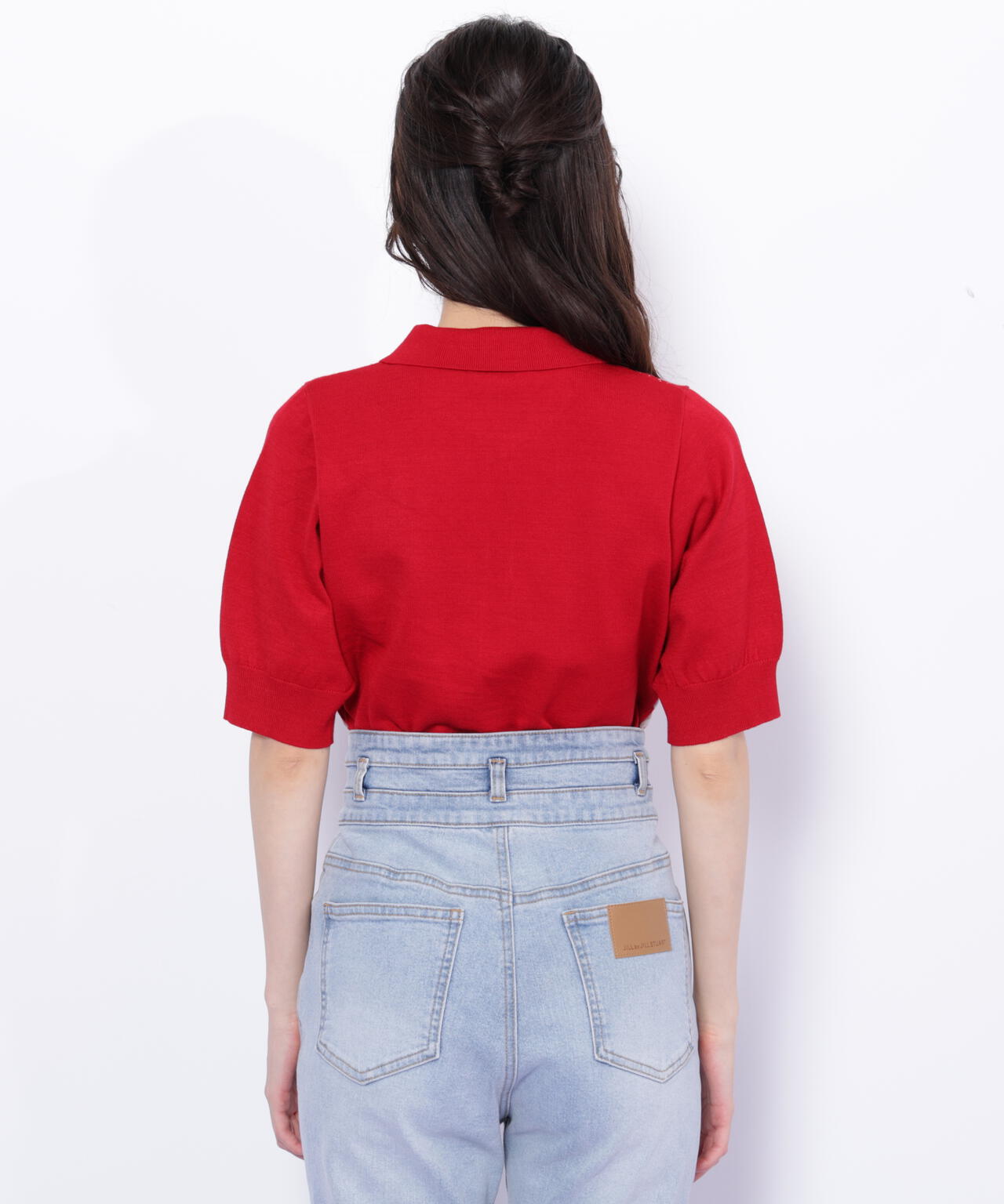 ポロ衿アーガイルニット