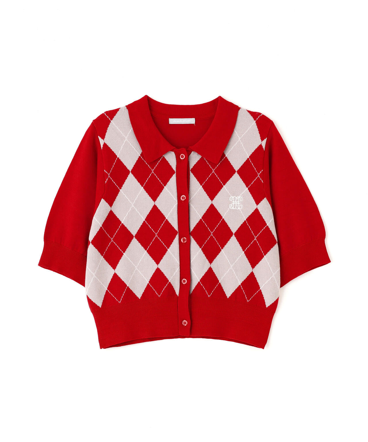 ポロ衿アーガイルニット