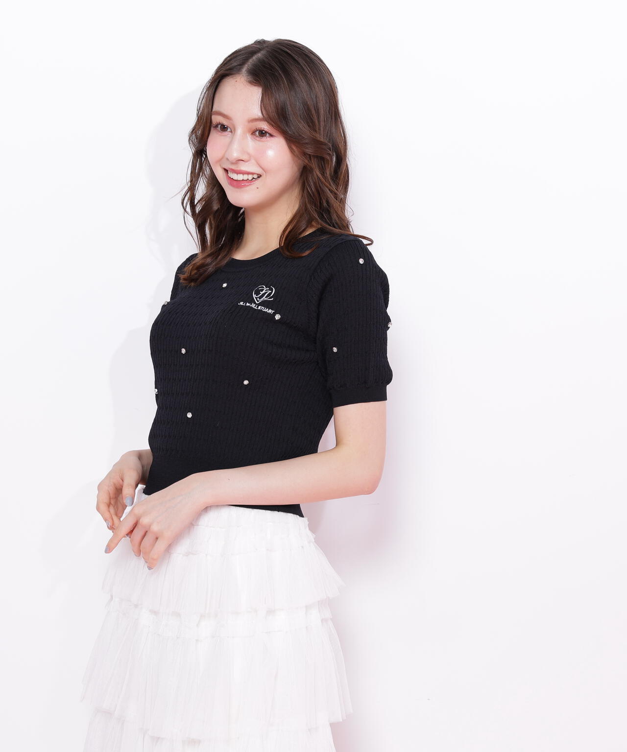 ミニケーブルハート刺繍ニット