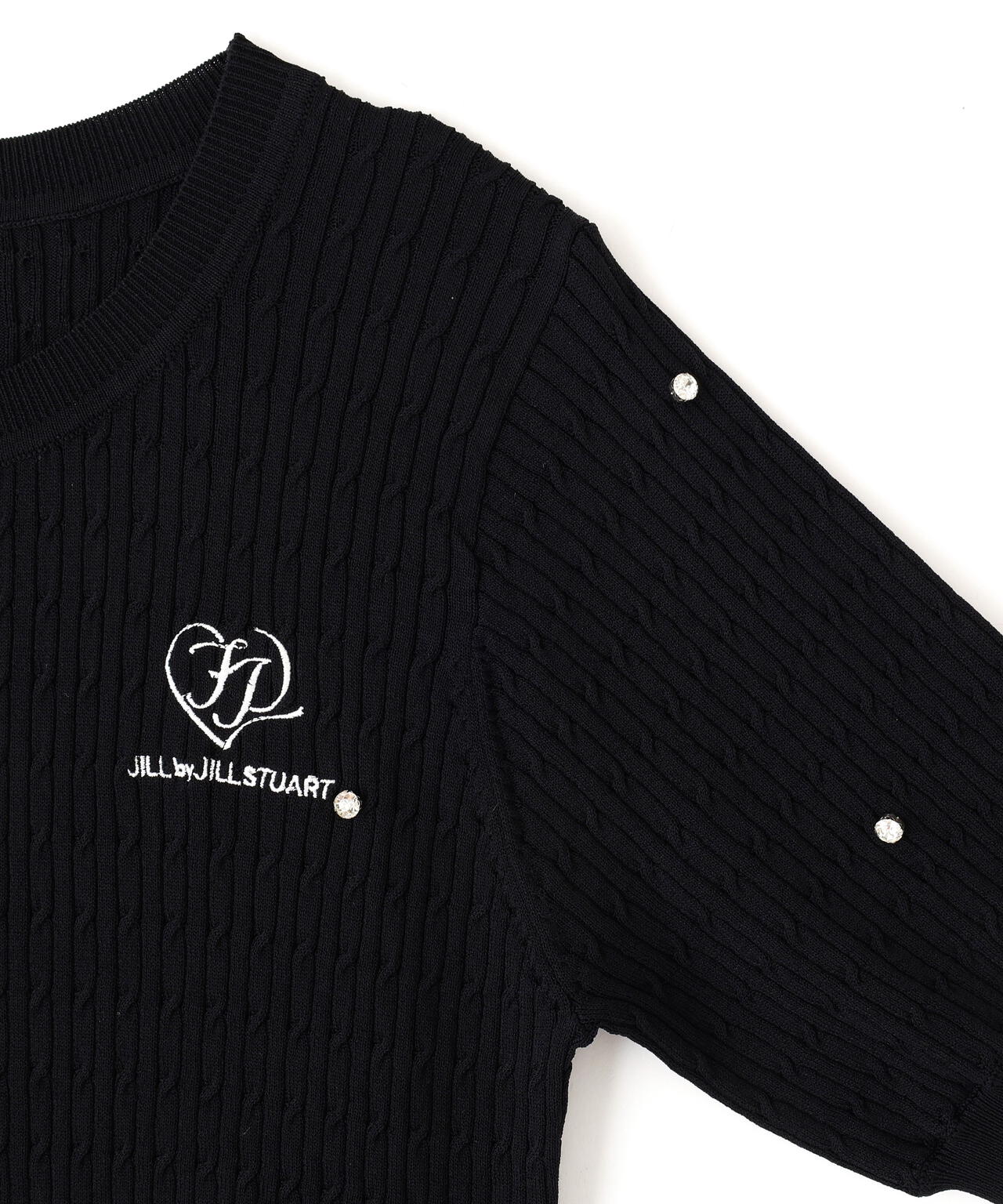 ミニケーブルハート刺繍ニット