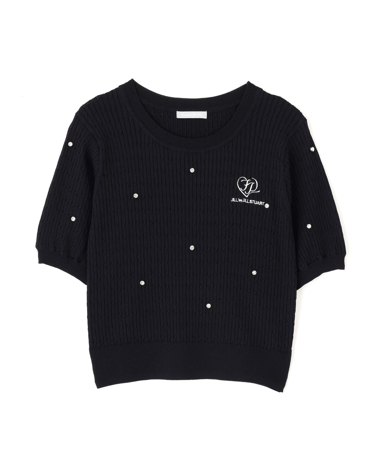 ミニケーブルハート刺繍ニット