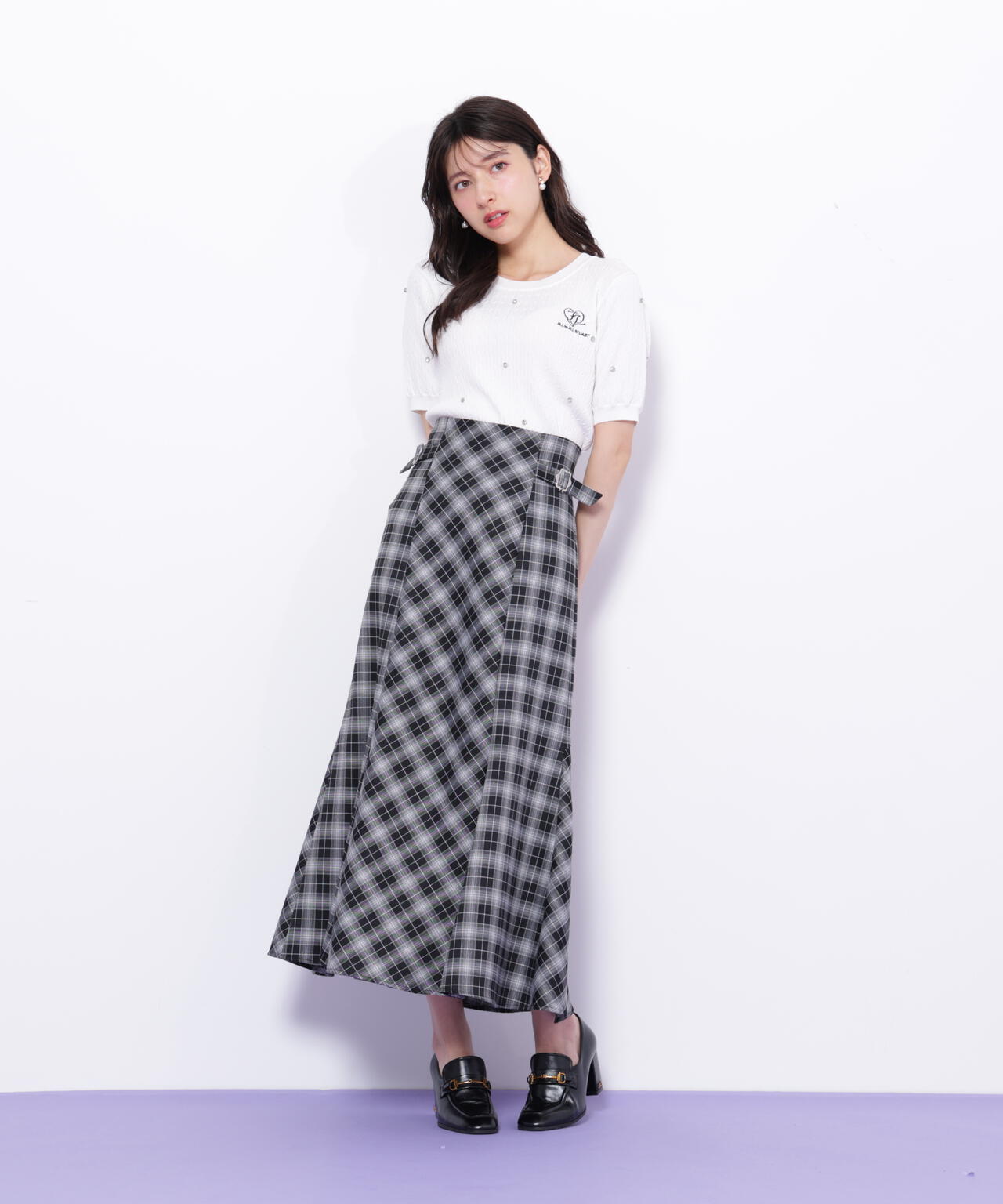 ミニケーブルハート刺繍ニット