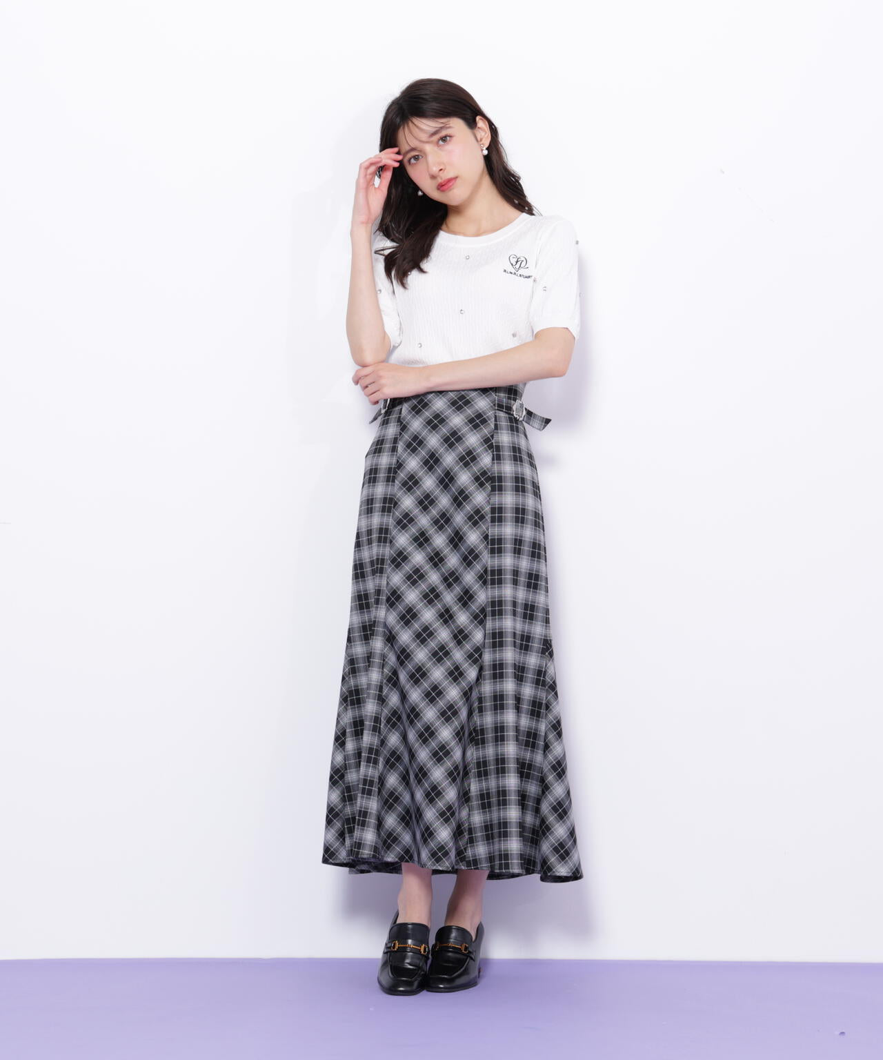 ミニケーブルハート刺繍ニット