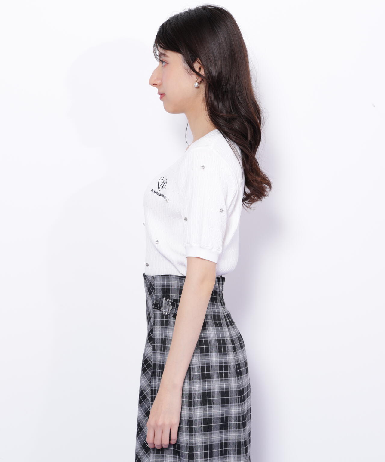 ミニケーブルハート刺繍ニット