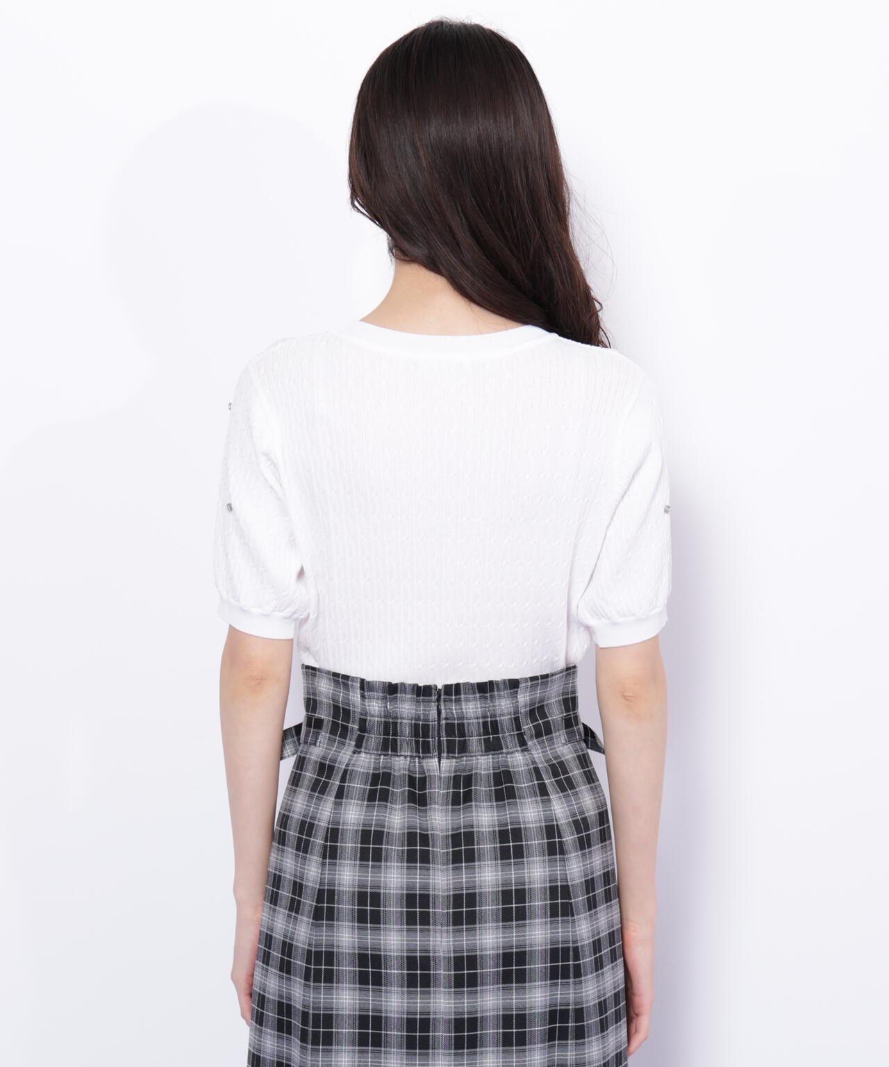 ミニケーブルハート刺繍ニット