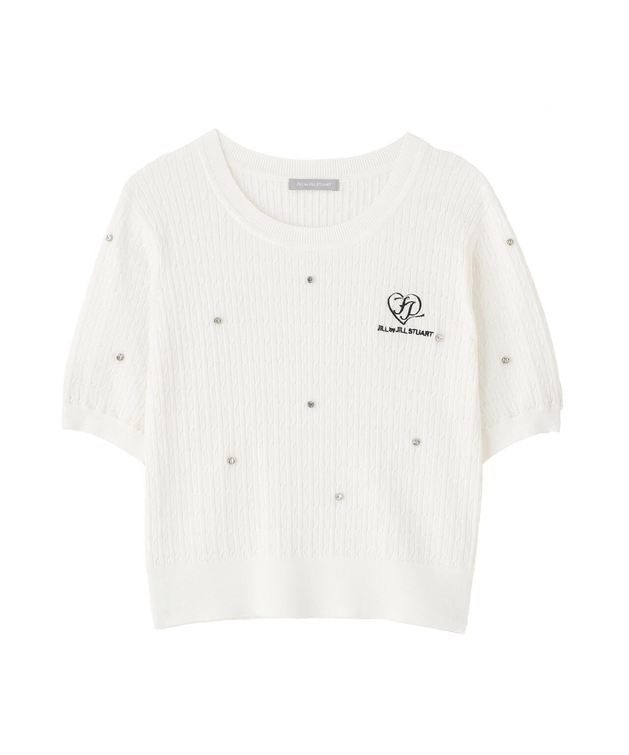 ミニケーブルハート刺繍ニット