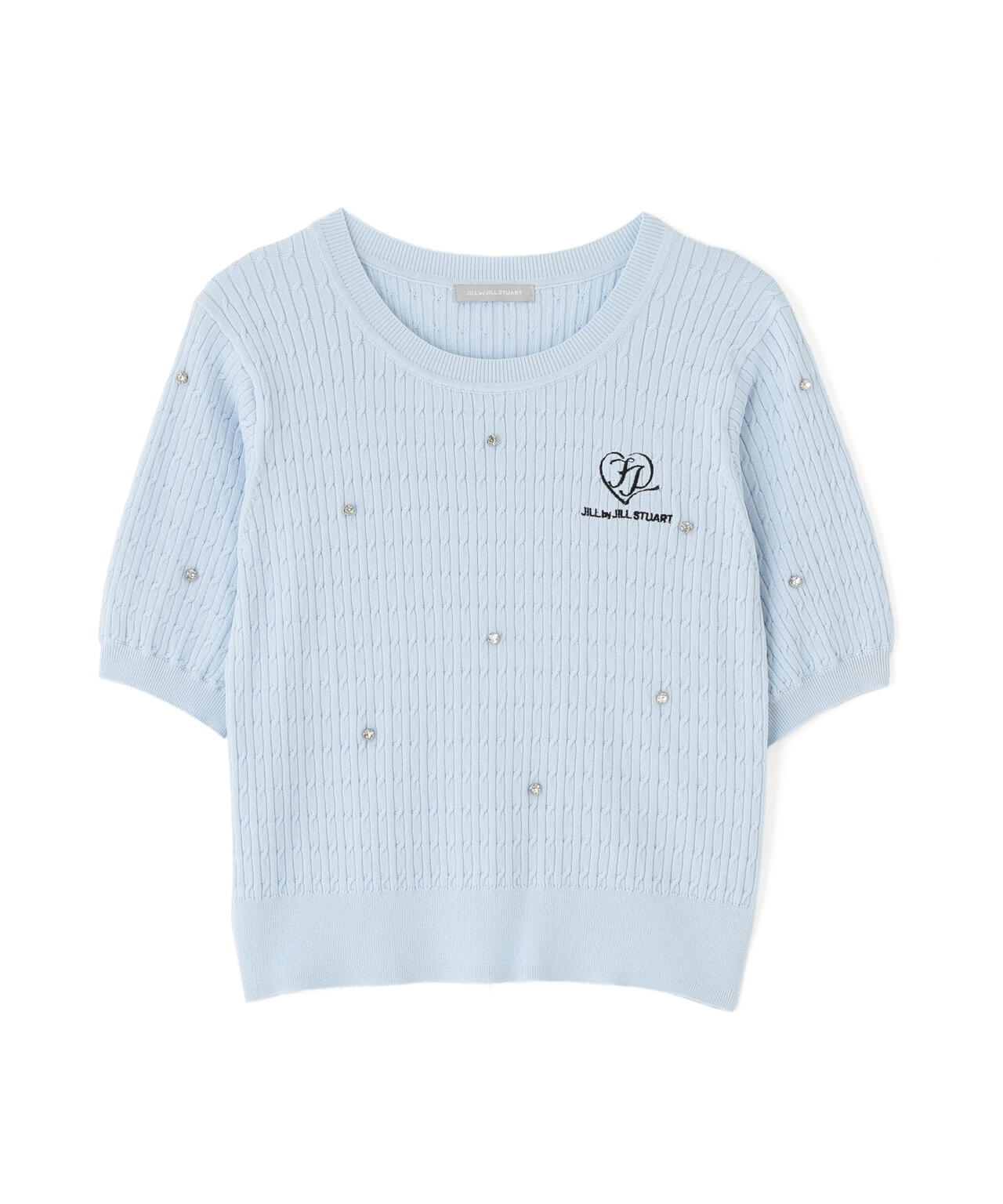 ミニケーブルハート刺繍ニット