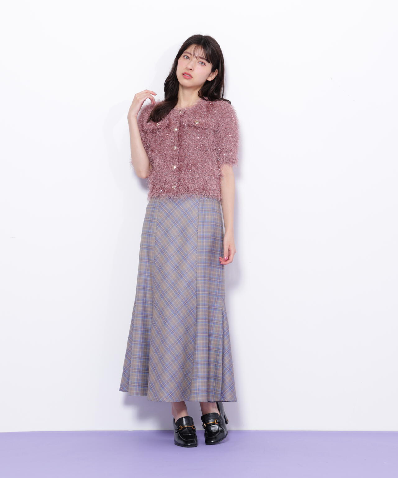 ラメフェザーニットジャケット