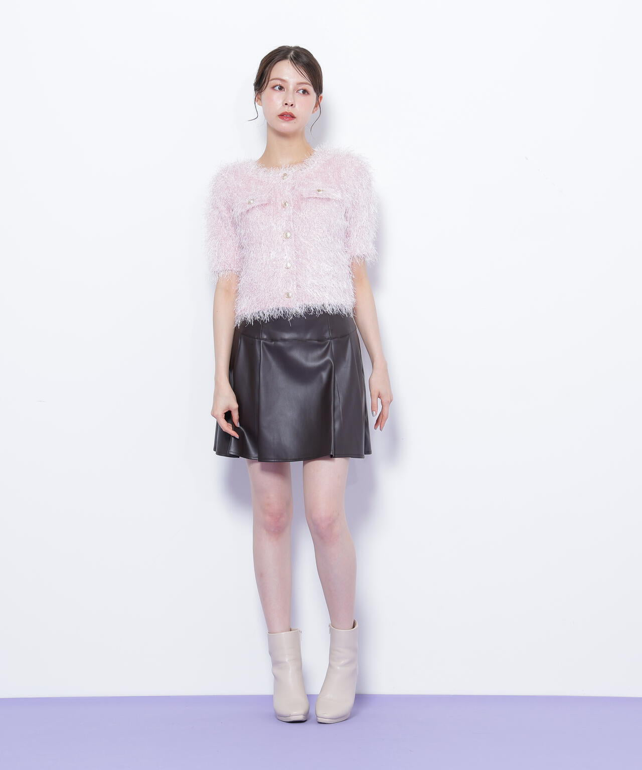 ラメフェザーニットジャケット