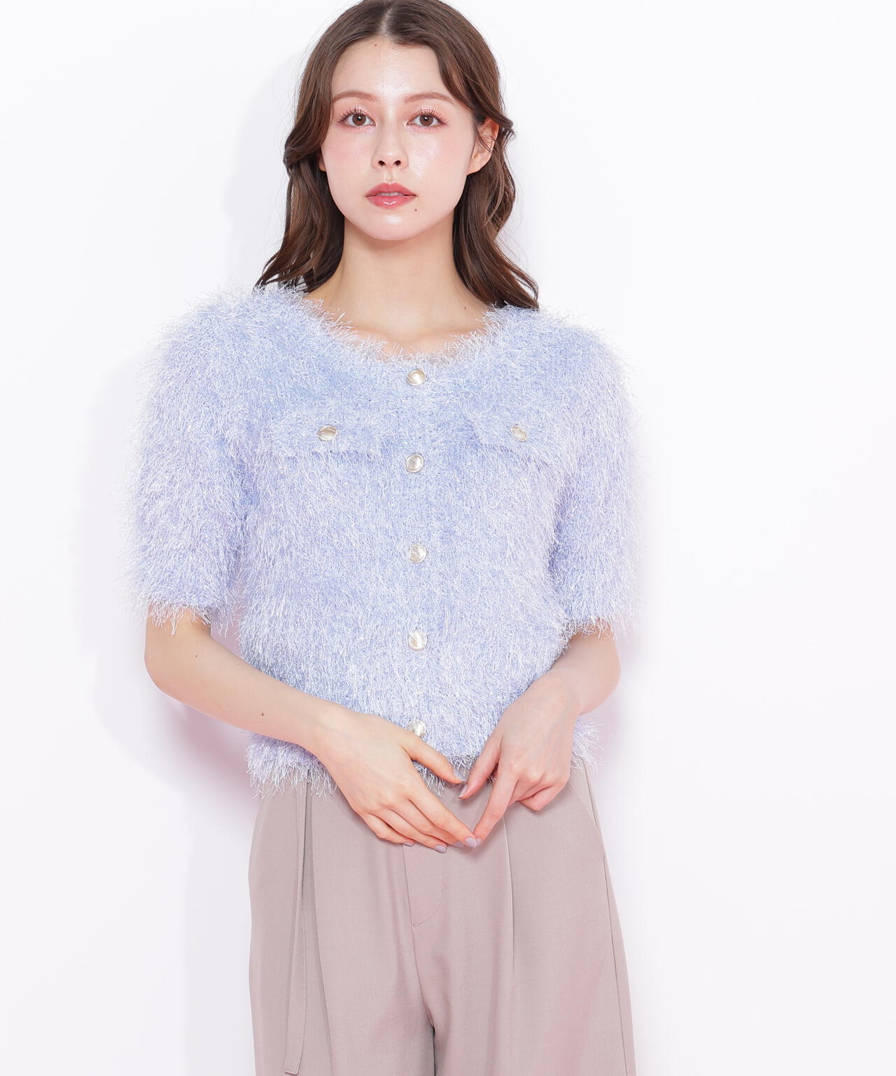 ラメフェザーニットジャケット