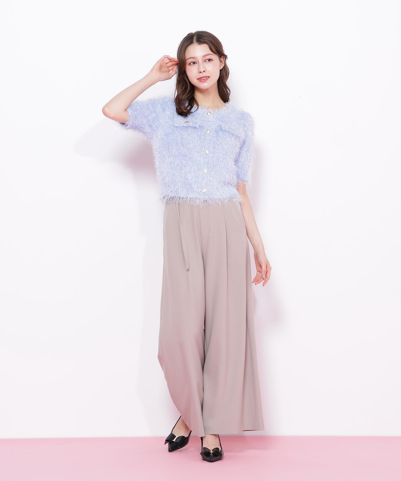 ラメフェザーニットジャケット