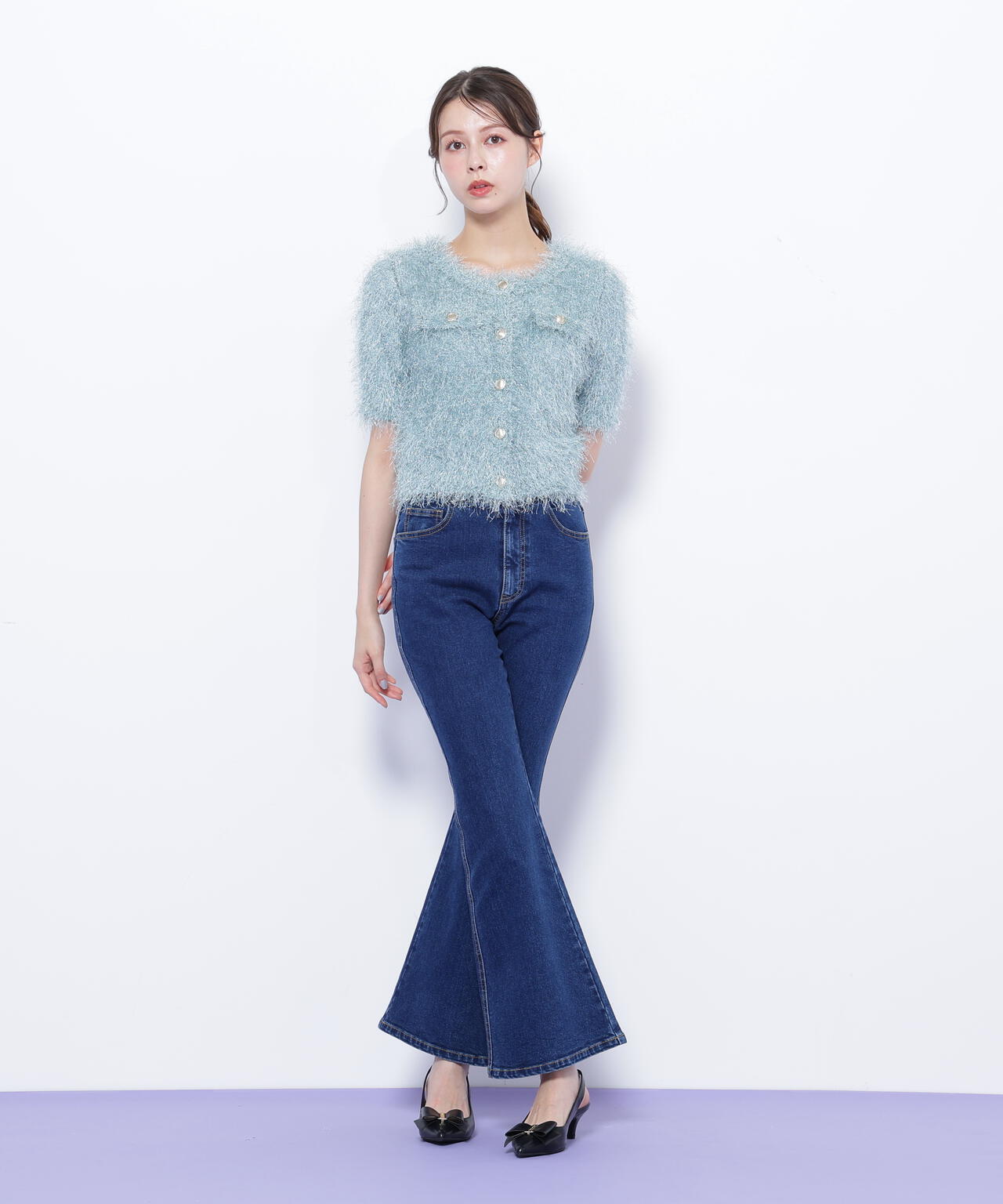 ラメフェザーニットジャケット