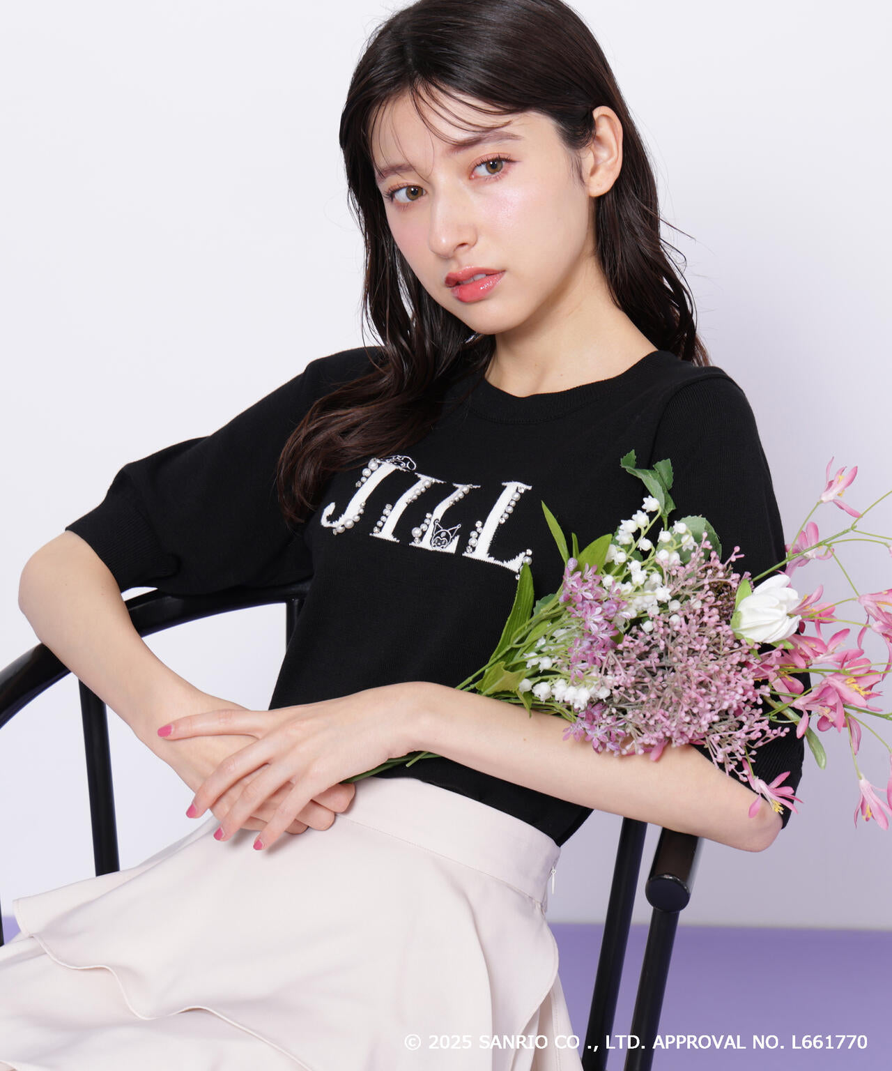 <マイメロディ&クロミコラボ>ロゴジャガードニット