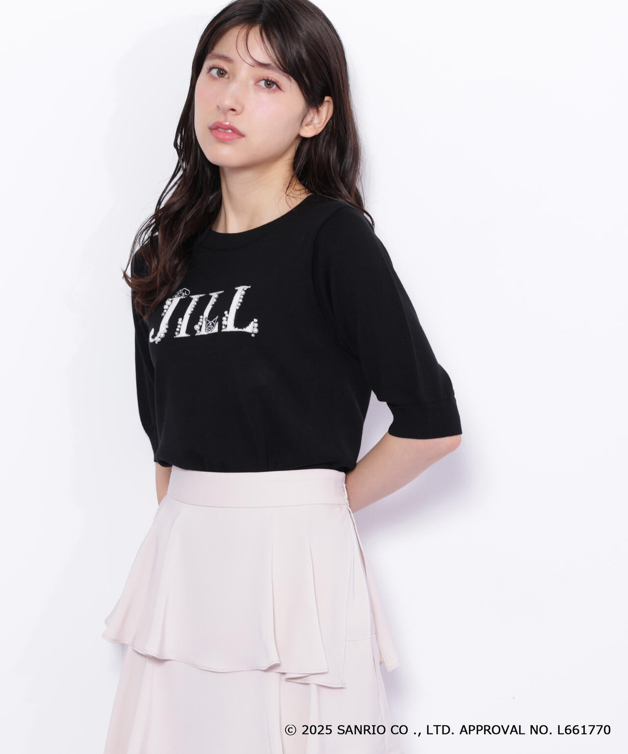 <マイメロディ&クロミコラボ>ロゴジャガードニット