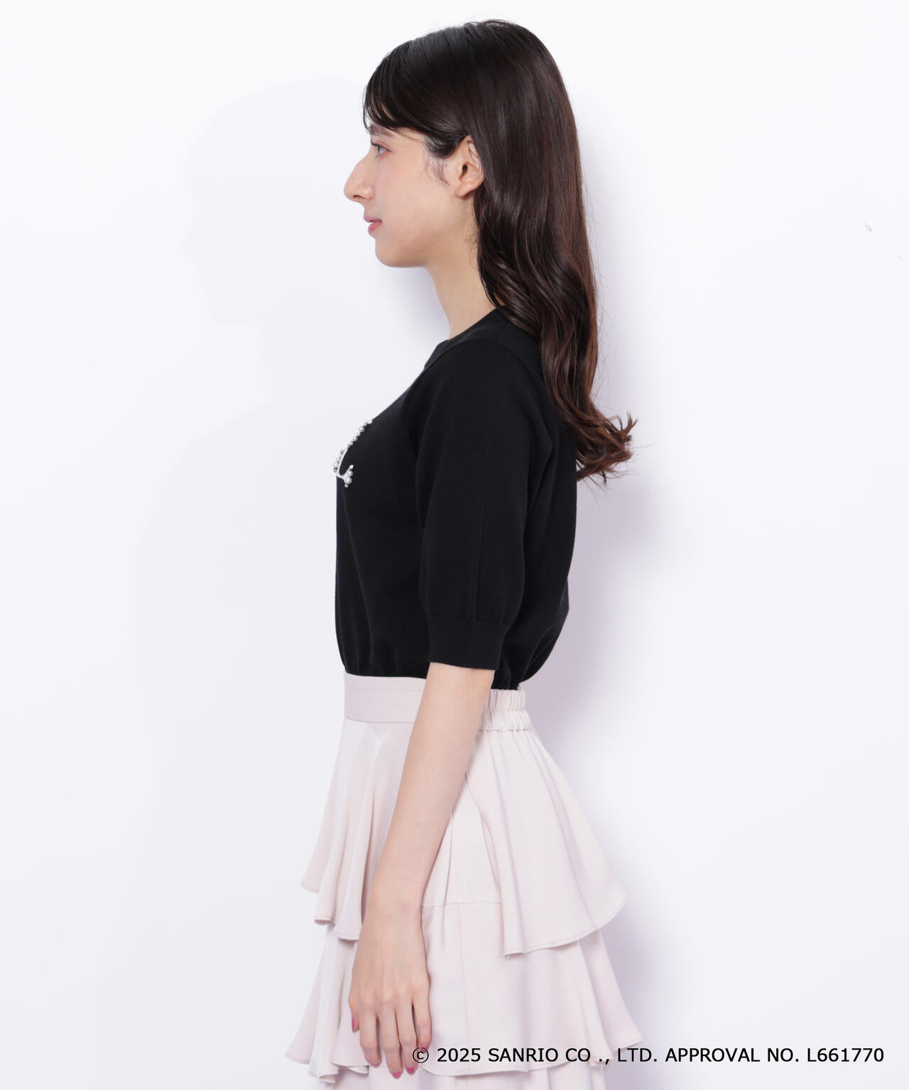 <マイメロディ&クロミコラボ>ロゴジャガードニット