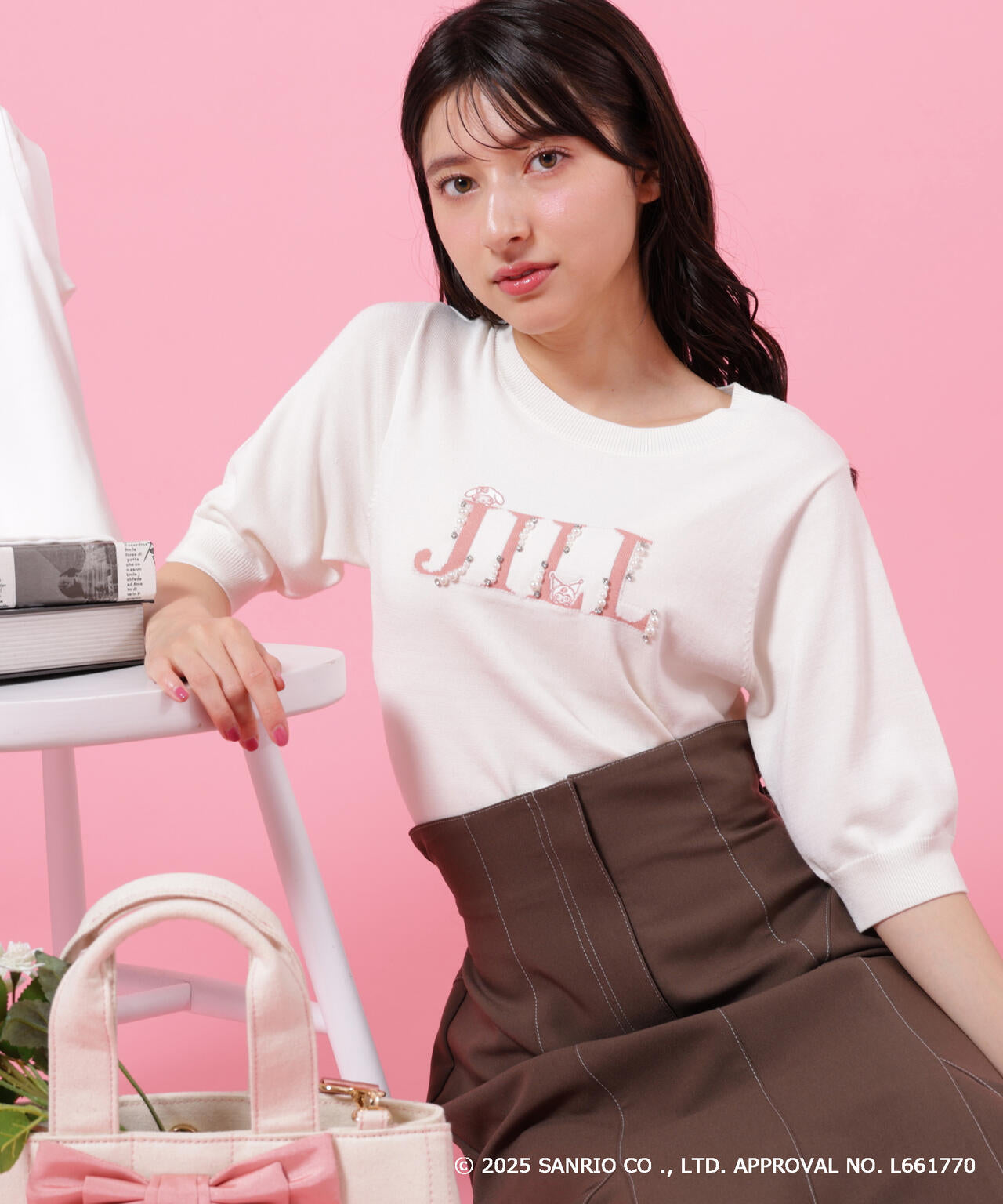 <マイメロディ&クロミコラボ>ロゴジャガードニット